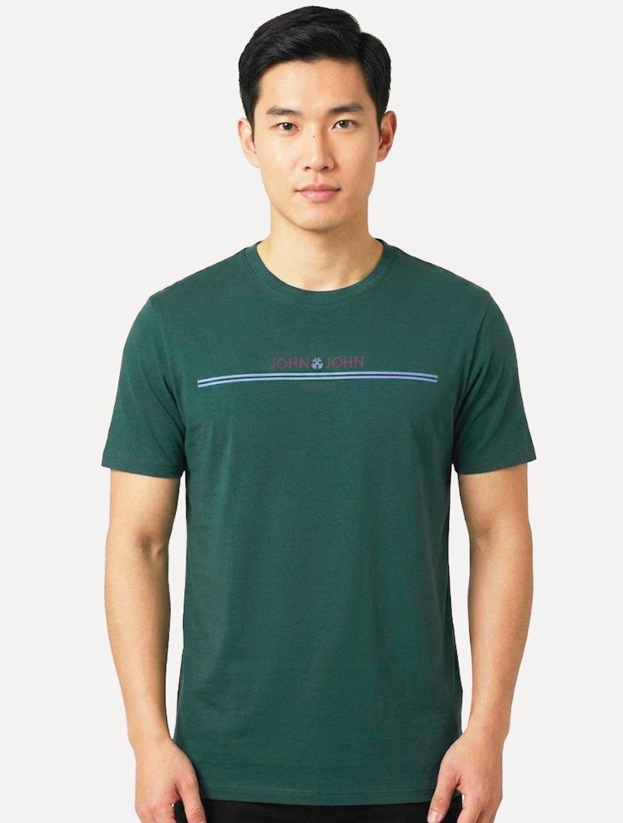 Camiseta John John Masculina Regular Fit Simple Lines Verde Escuro
