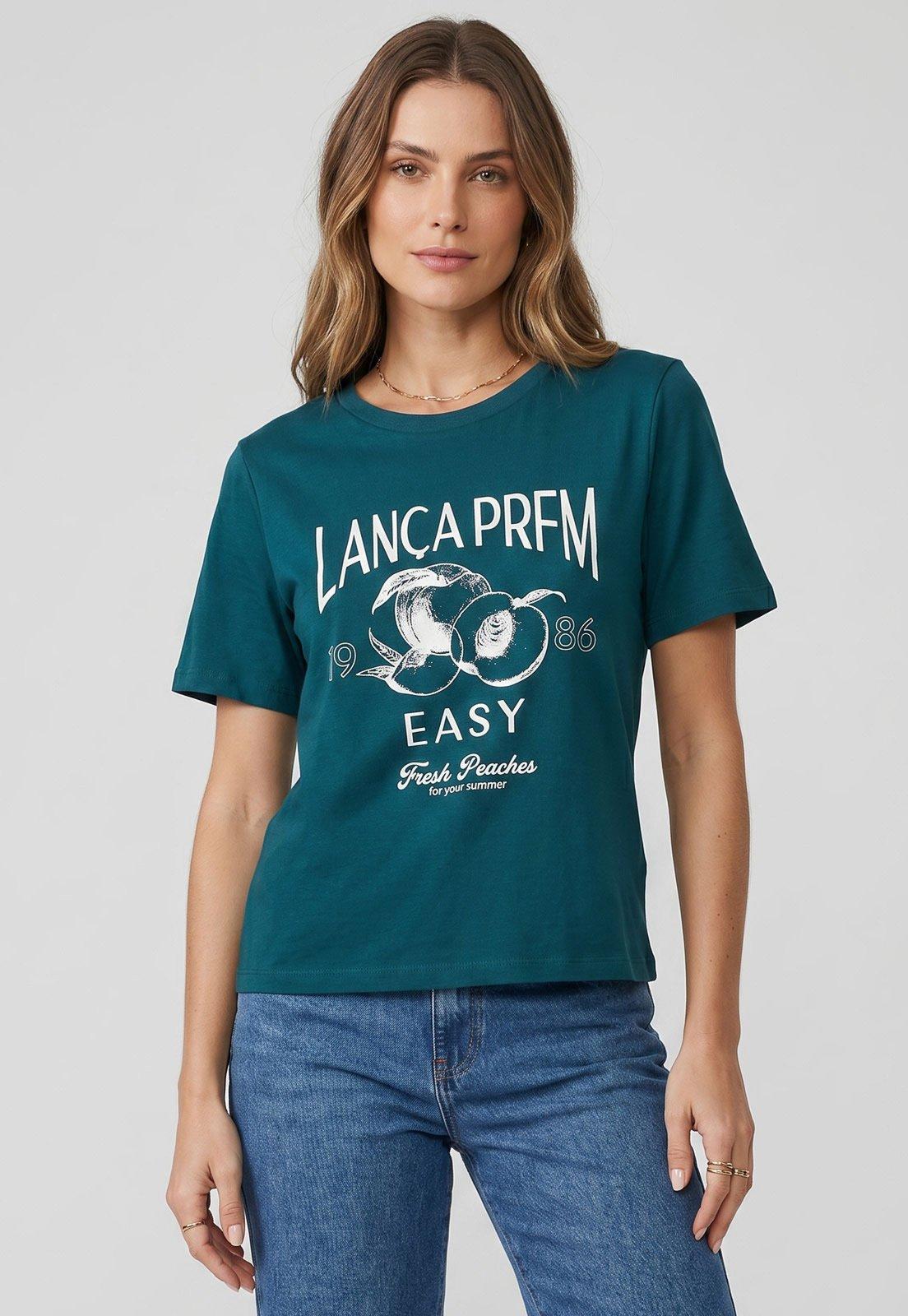 Camiseta Feminina Lança Perfume Estampa Frontal Verde