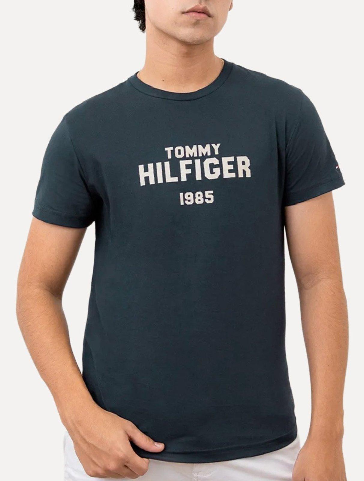Camiseta Tommy Hilfiger Masculina Arch Logo 1985 Azul Marinho