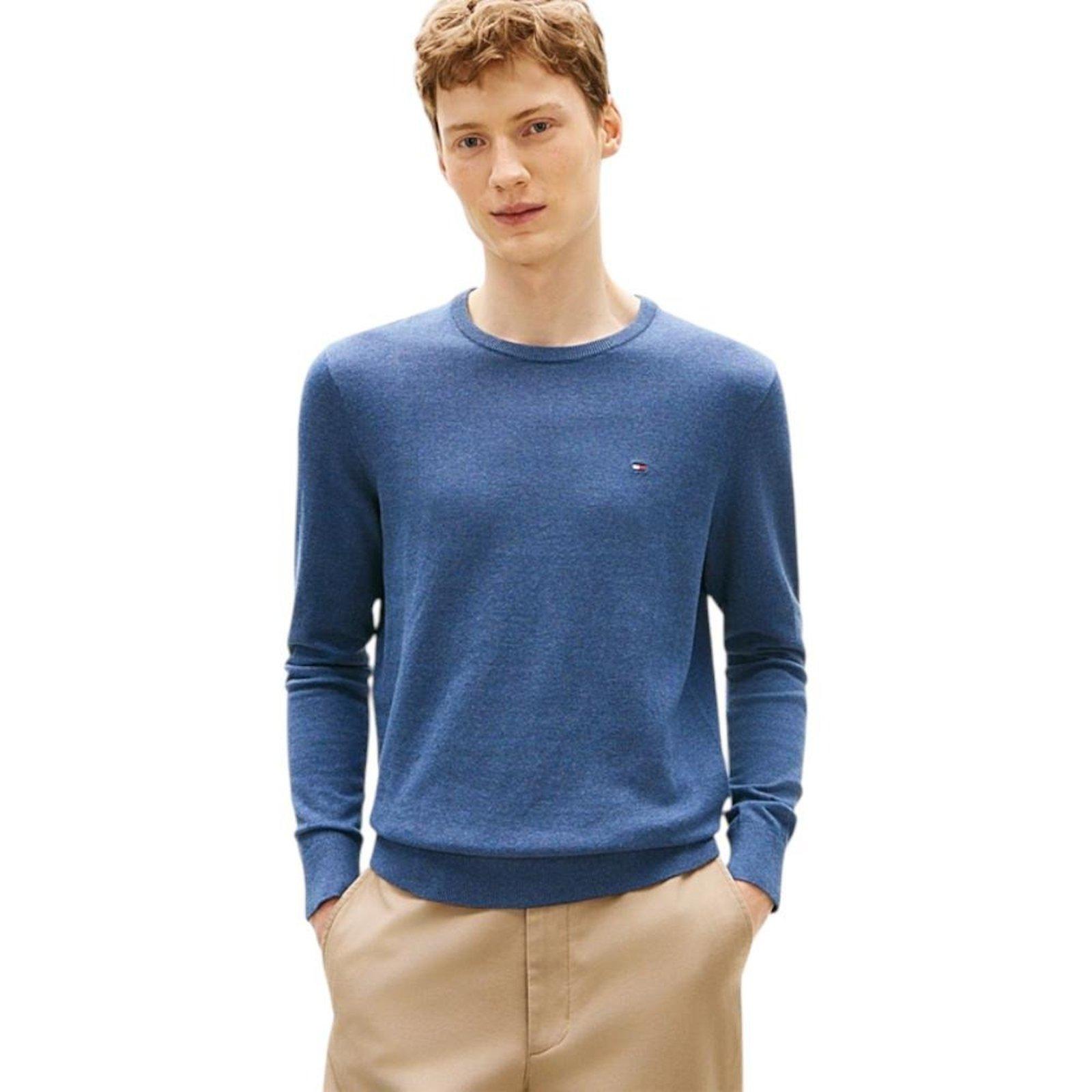 Suéter Tommy Hilfiger Essential Cotton Gola Redonda Azul