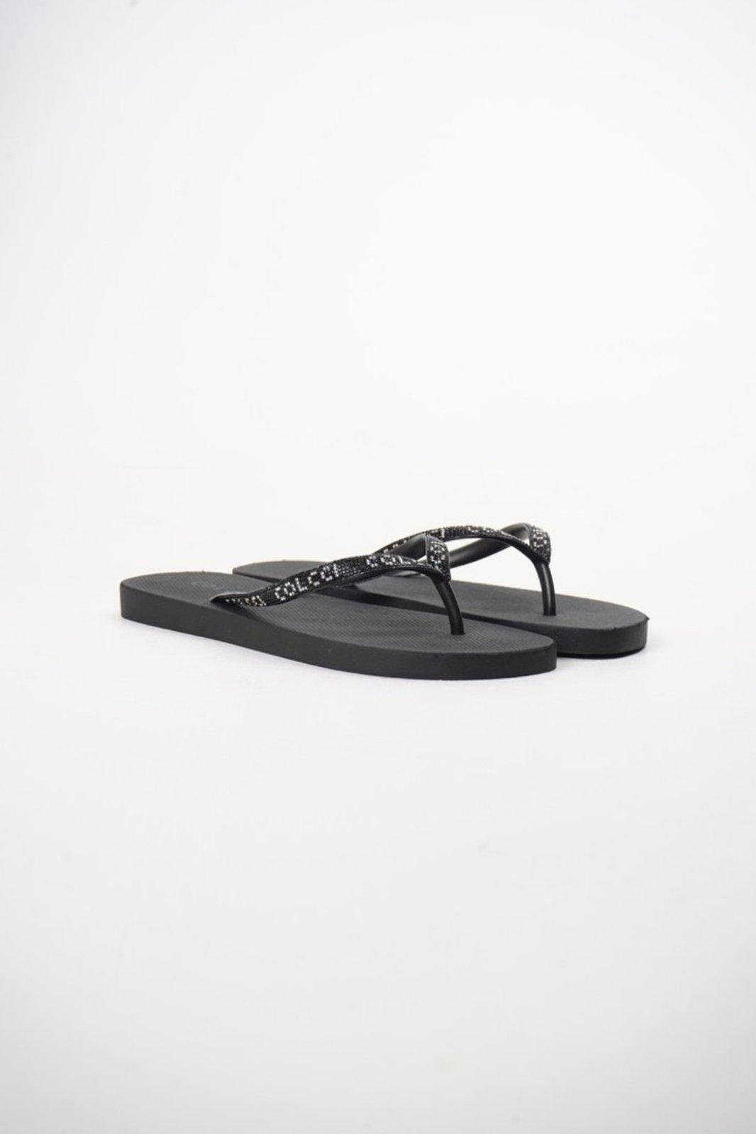 Chinelo Colcci Feminino Fiji Logo Strass Original - Preto