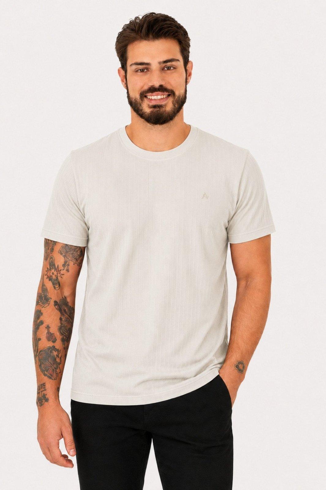 Camiseta Aramis Masculina Regular Rib Algodão Off White
