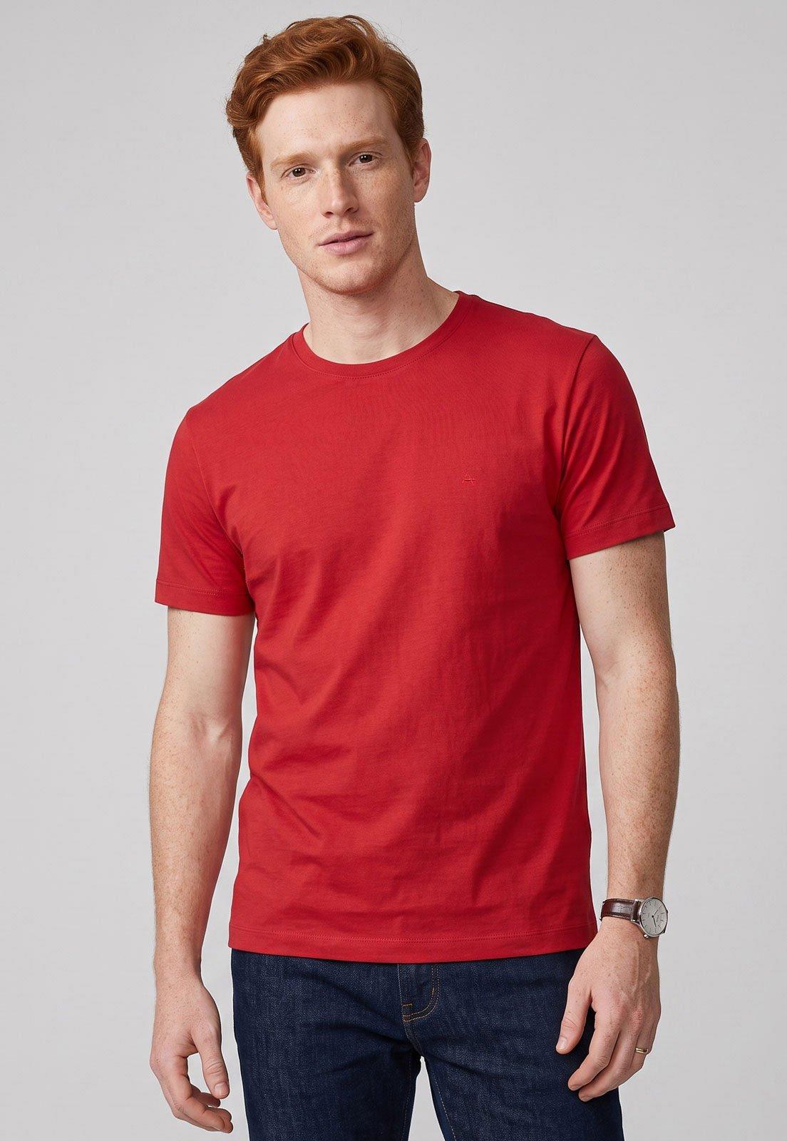 Camiseta Masculina Aramis Manga Curta Algodão Vermelha