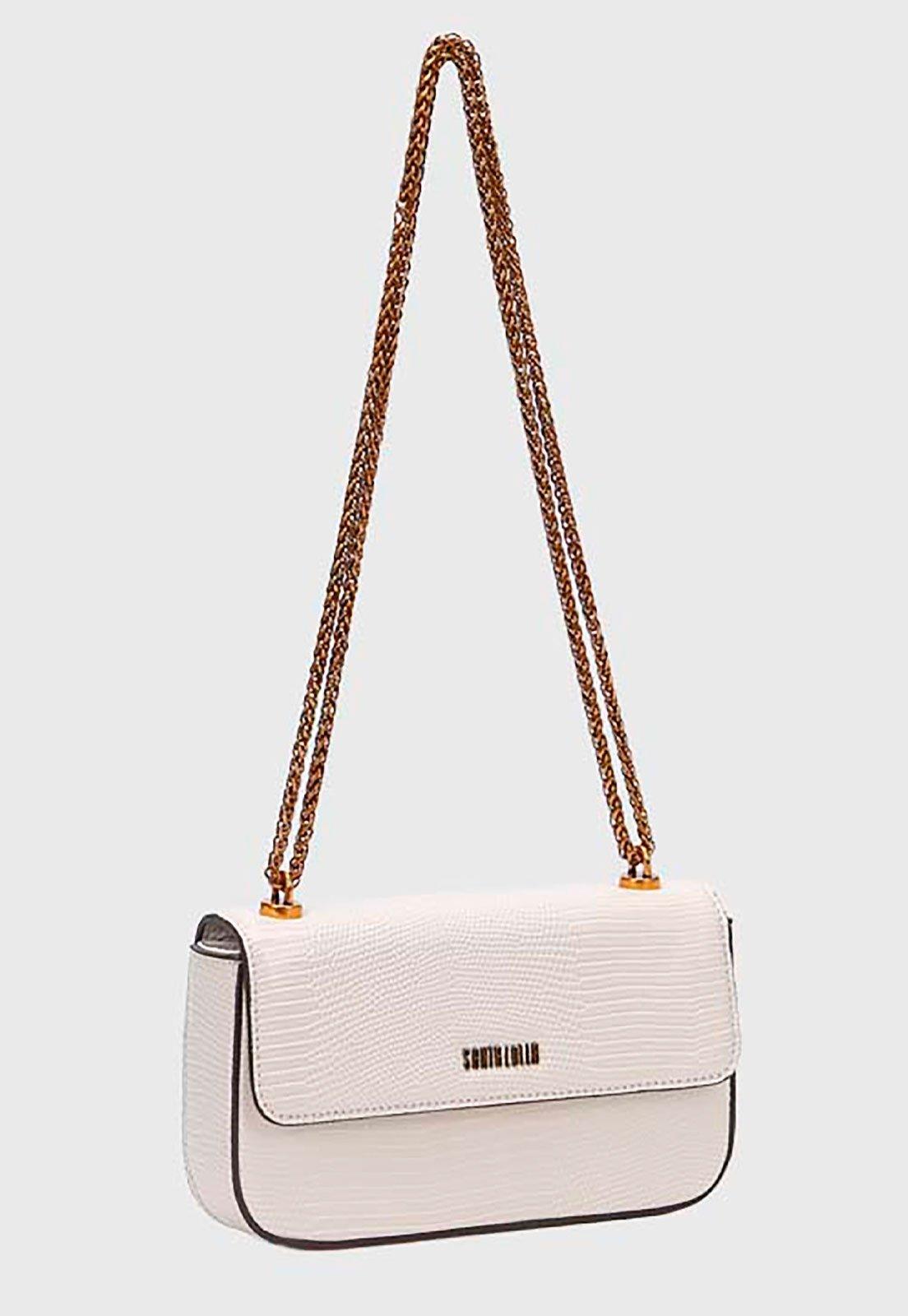 Bolsa Feminina Santa Lolla Média Lezard Corrente Bege