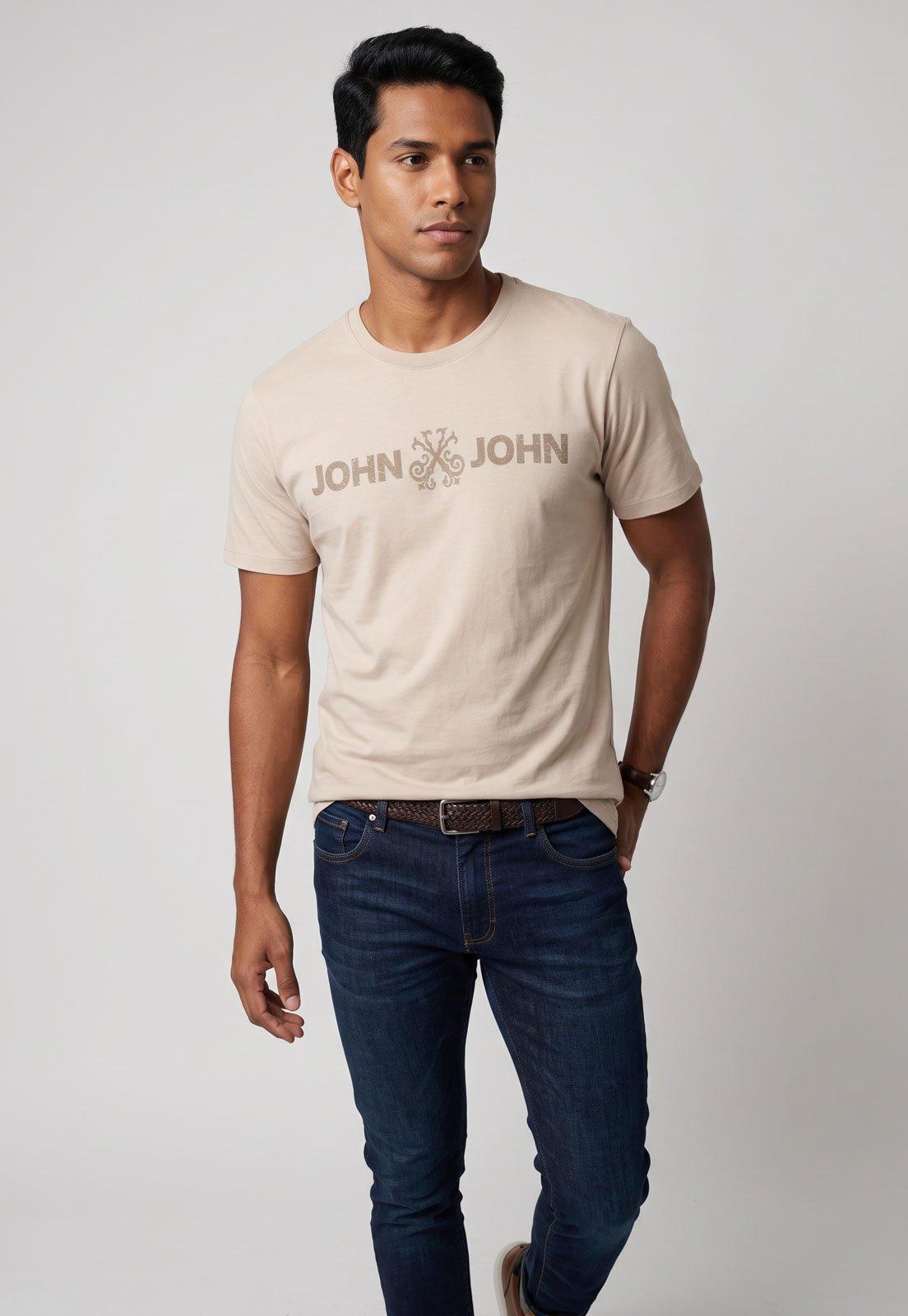 Camiseta Masculina John John Logo Bege