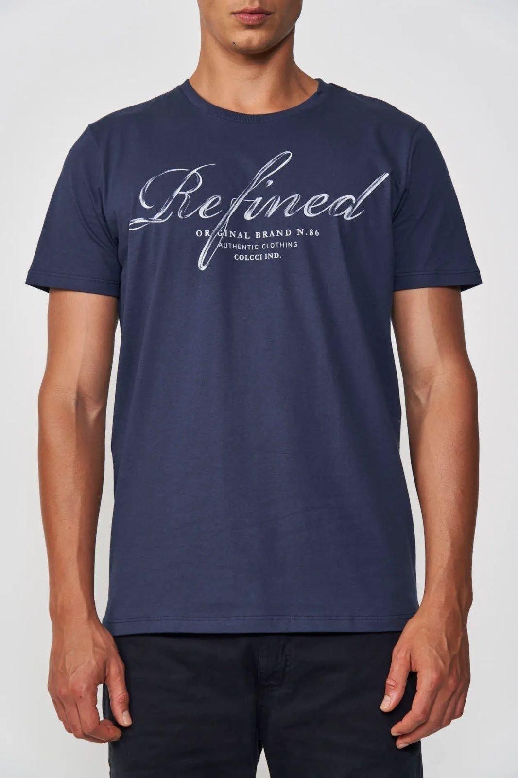 Camiseta Masculina Algodão Estampa Refined Colcci Azul Marinho