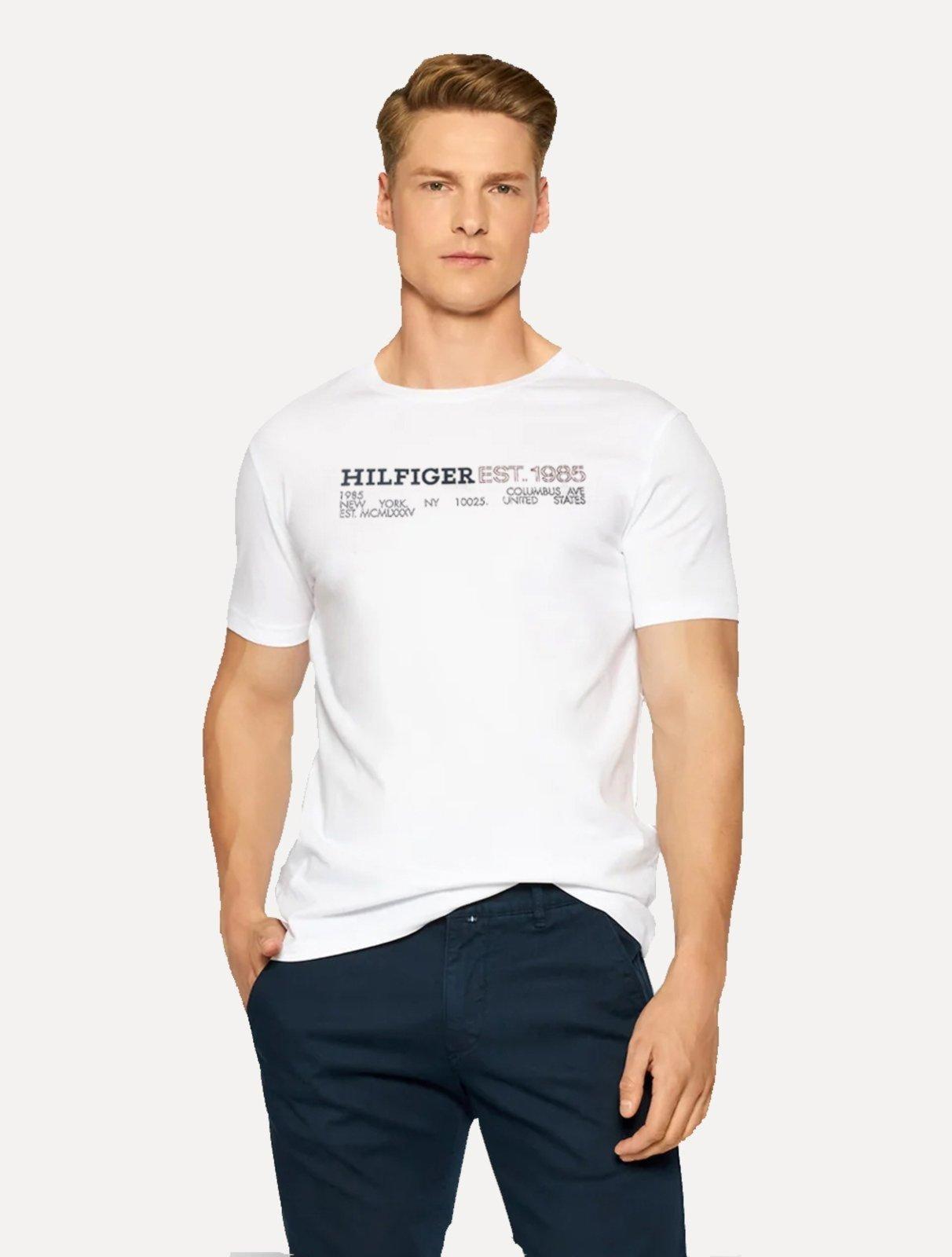 Camiseta Tommy Hilfiger Masculina Monotype 1985 Logo Branca