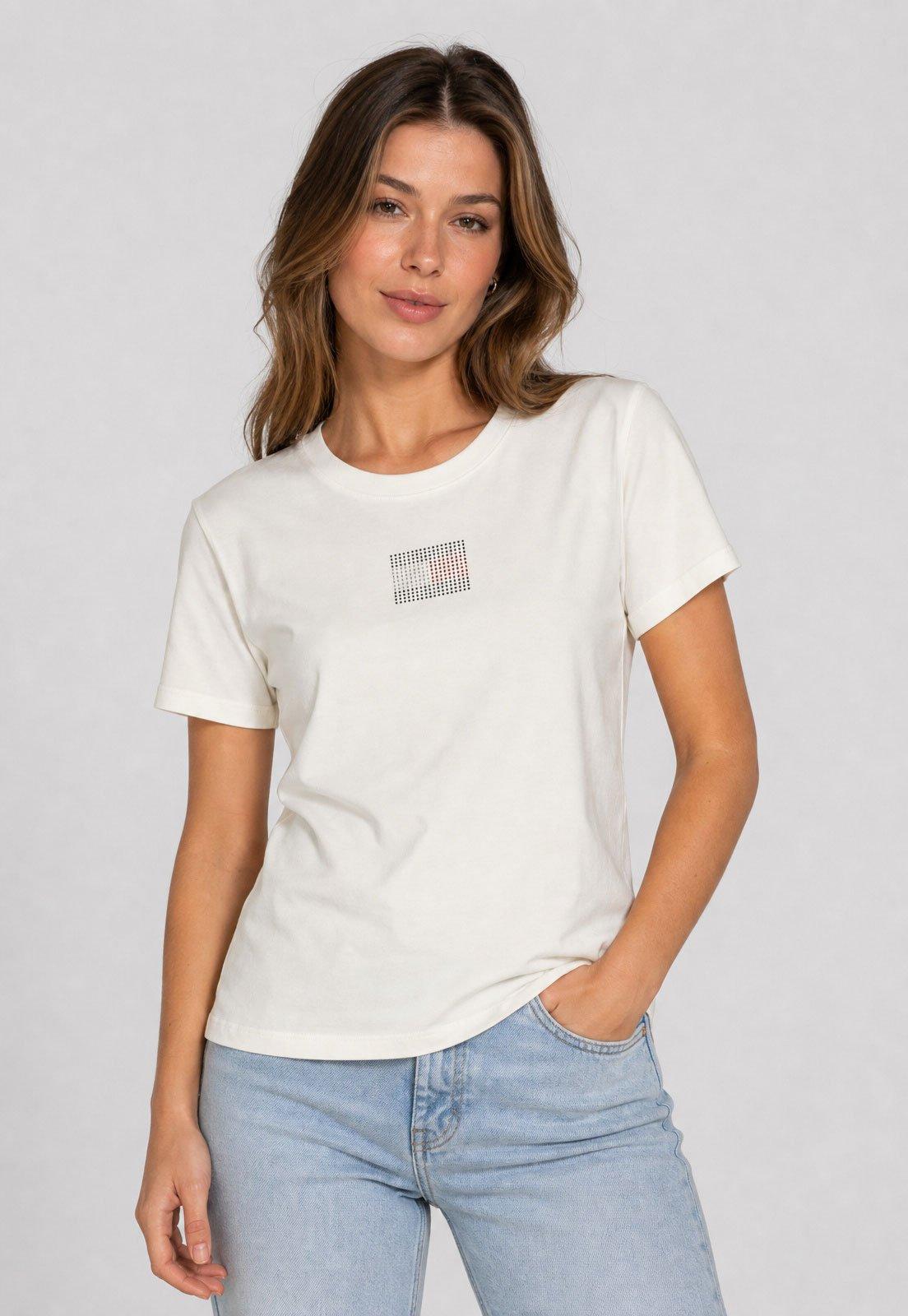 Camiseta Feminina Tommy Jeans Aplicação Logo Branca