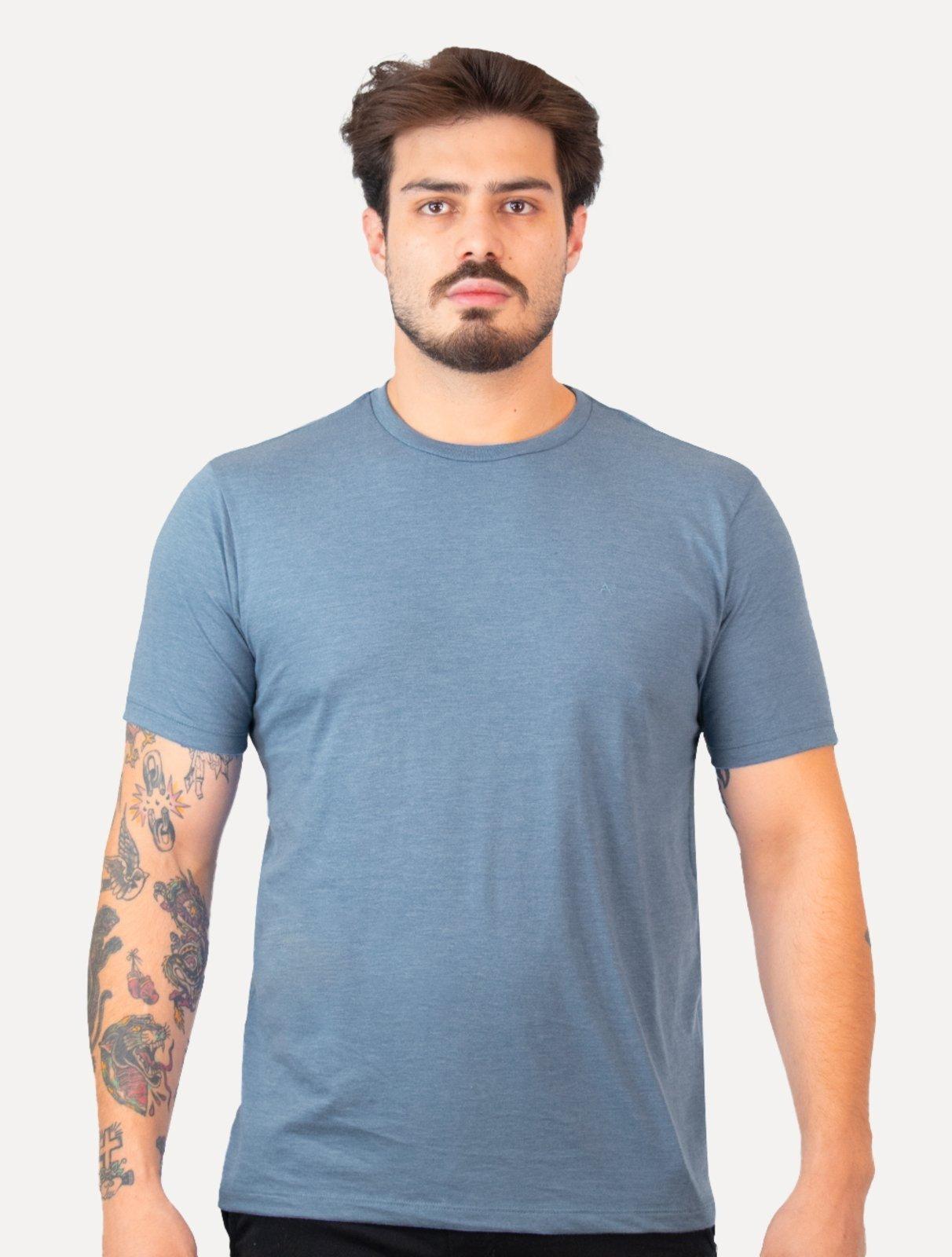 Camiseta Aramis Masculina Basic Lisa Mono Icon Azul Índigo Mescla