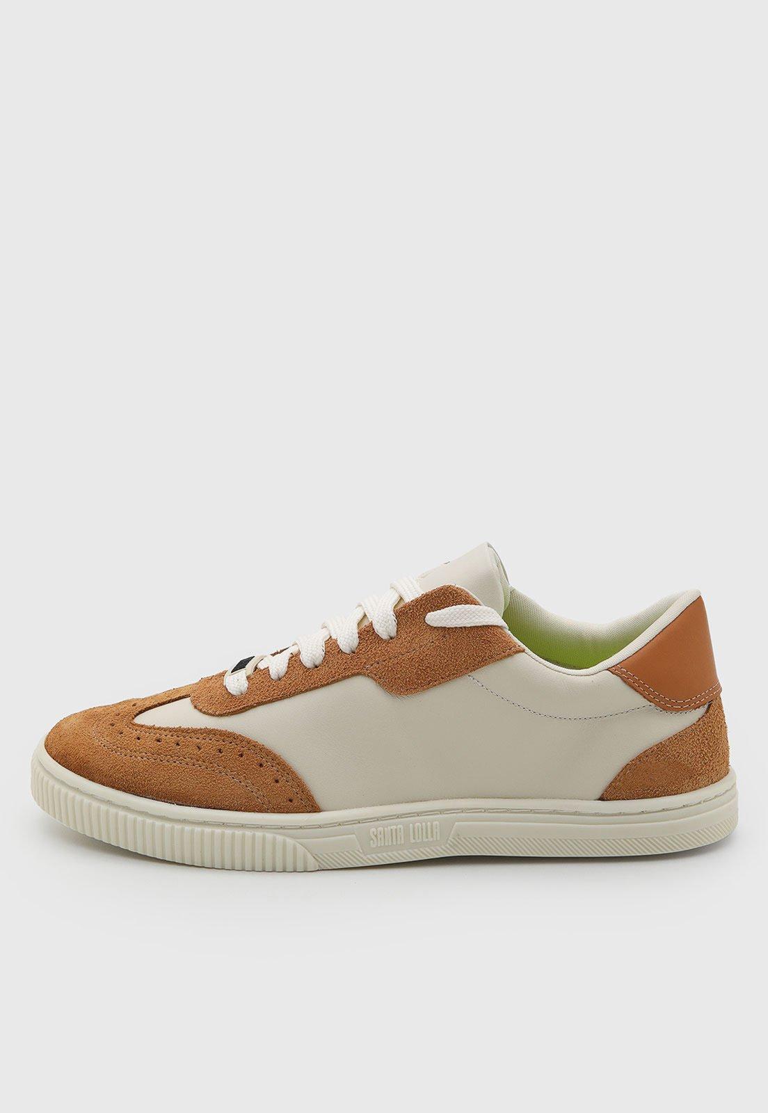 Tênis Feminino Santa Lolla Recorte Camurça Off White