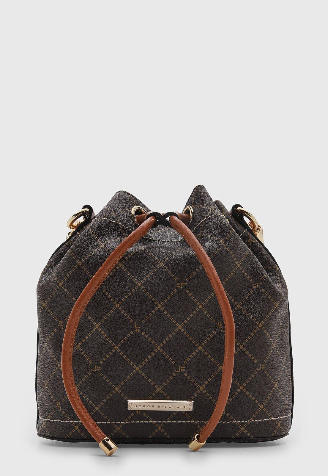 Bolsa Feminina Jorge Bischoff Bucket Estampada Marrom