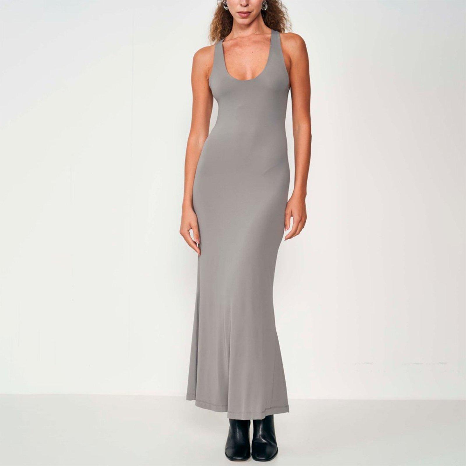 Vestido Midi Colcci Gola Ou25 Cinza Feminino