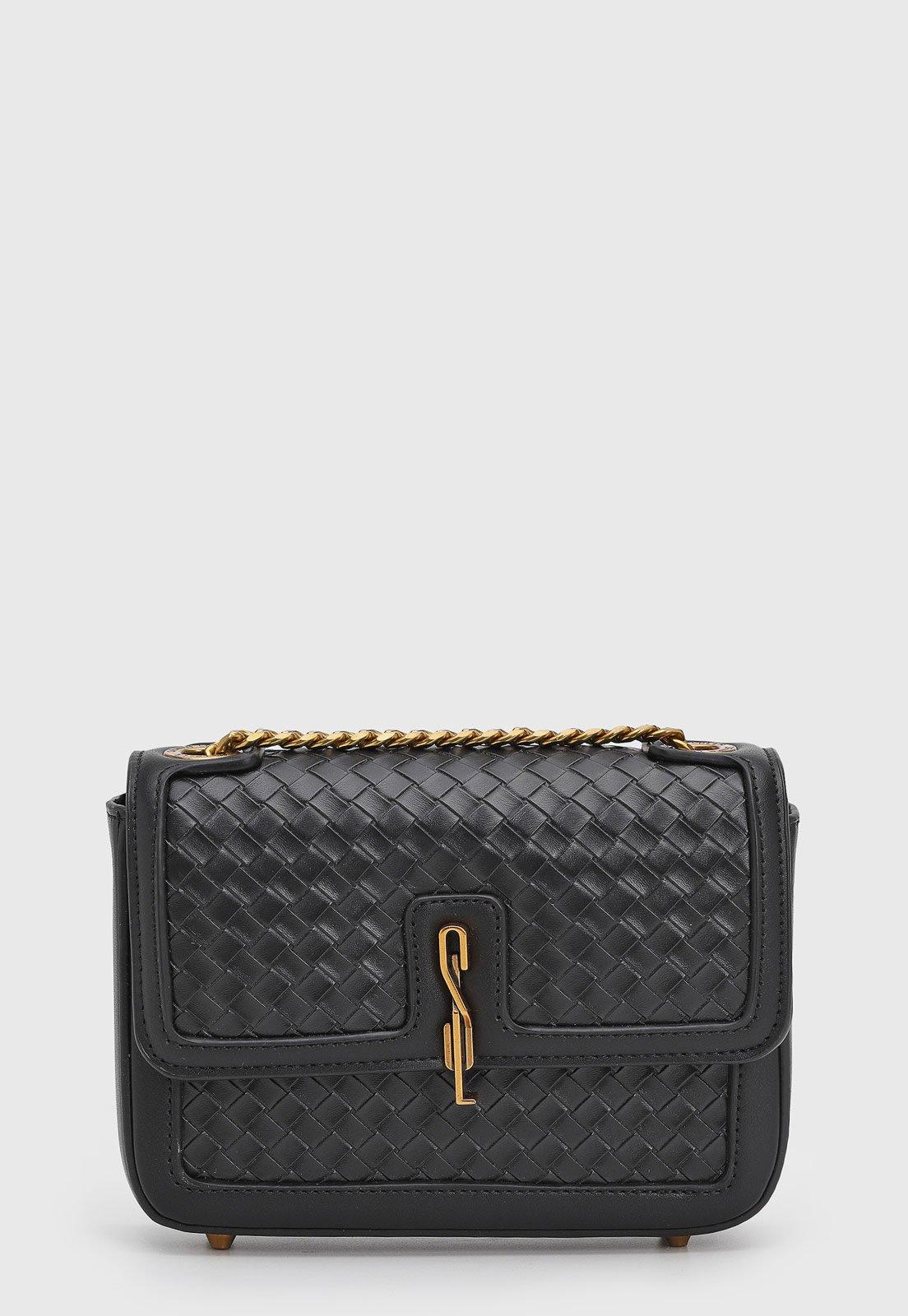 Bolsa Feminina Santa Lolla Textura Entrelaçada Preta