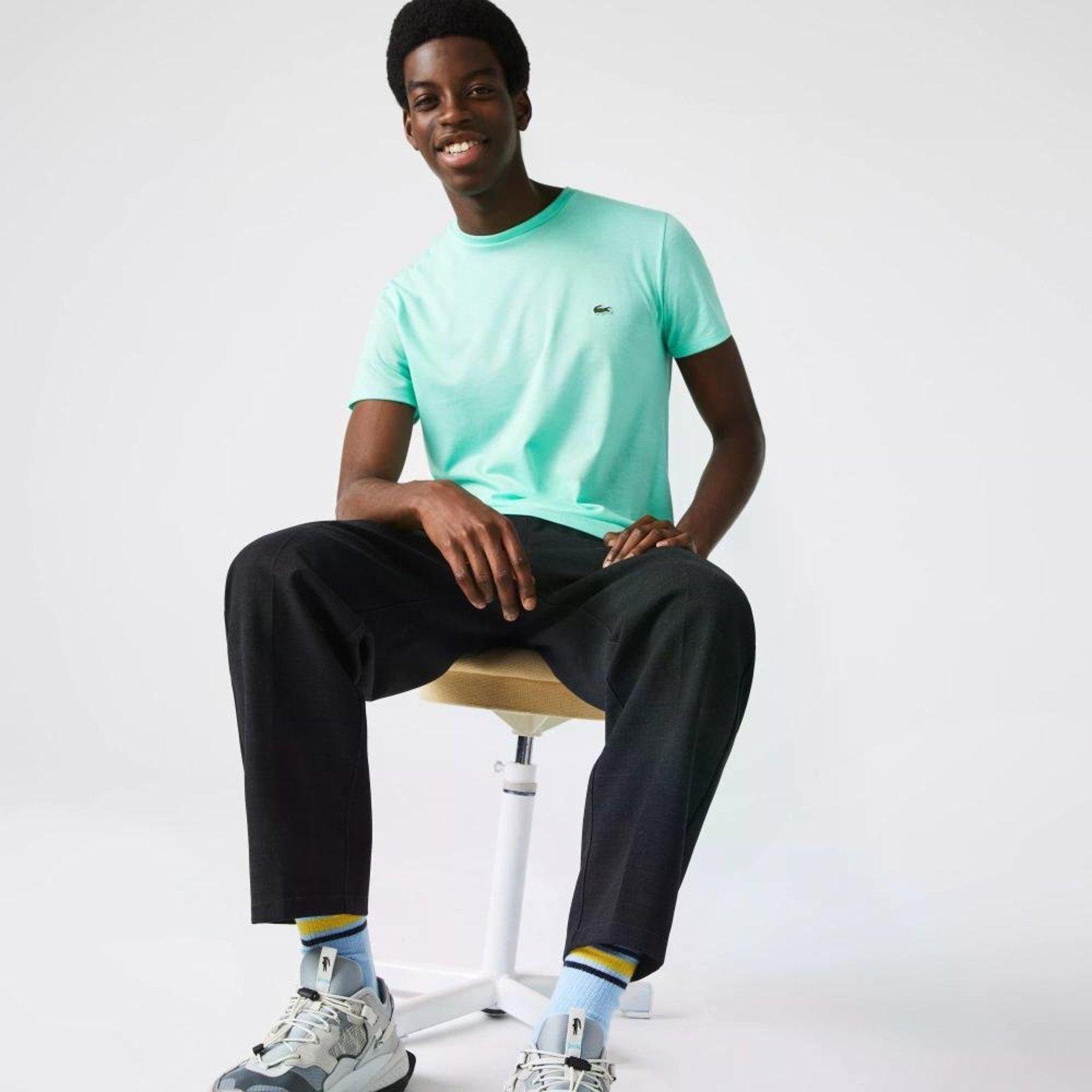 Camiseta Lacoste em Jérsei com Gola Redonda Masculino Verde