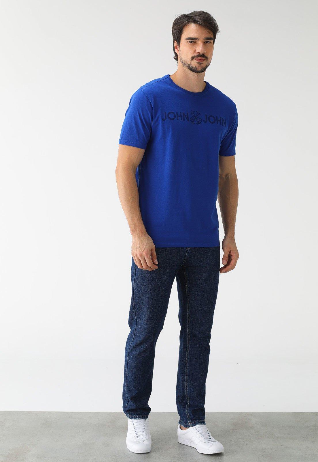 Camiseta John John Reta Estampada Azul
