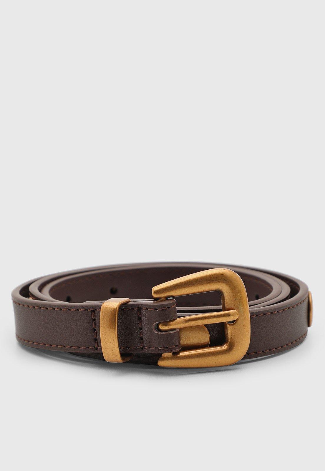 Cinto Feminino Santa Lolla Fivela Metal Couro Marrom