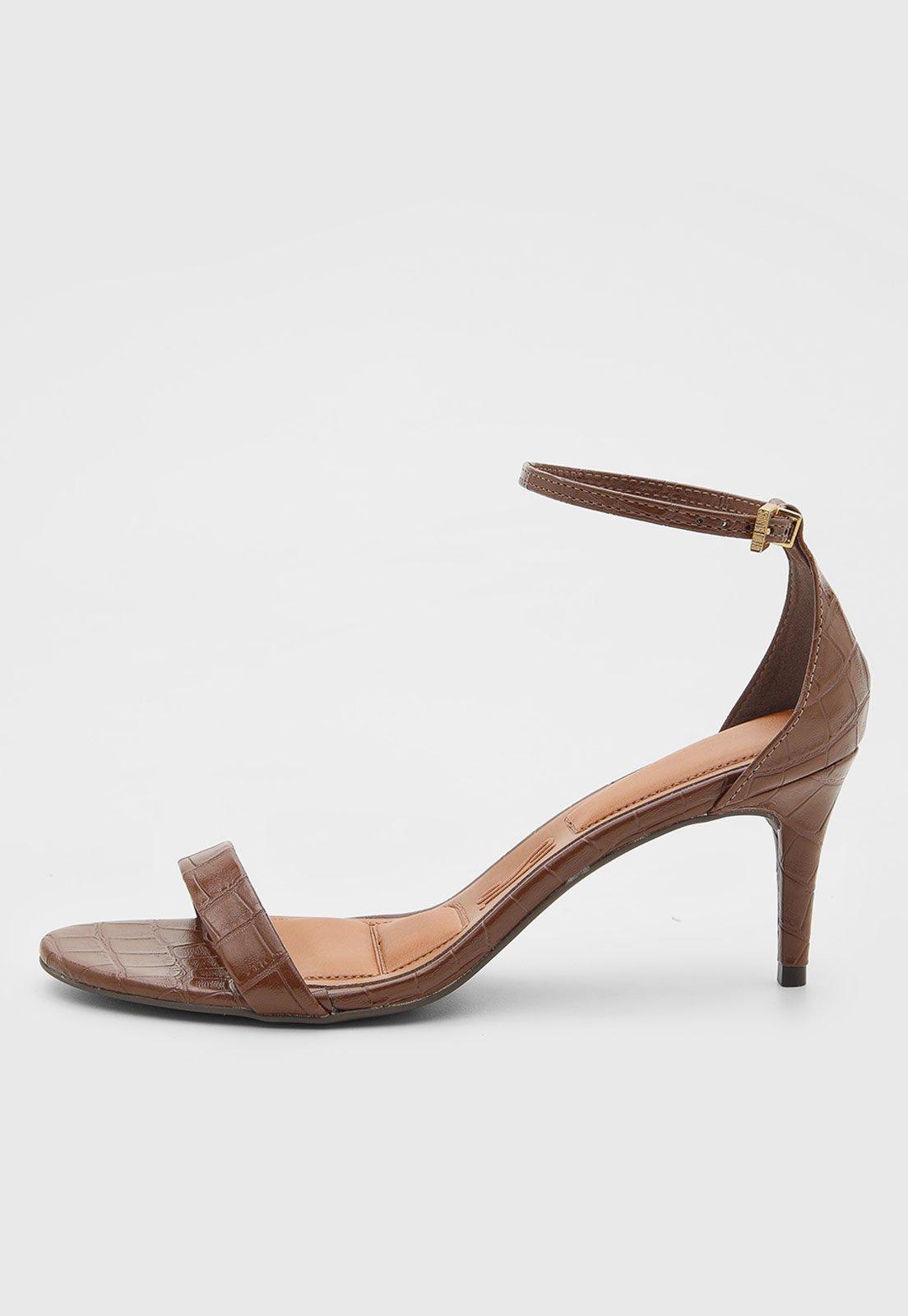 Sandália Feminina Santa Lolla Textura Croco Marrom