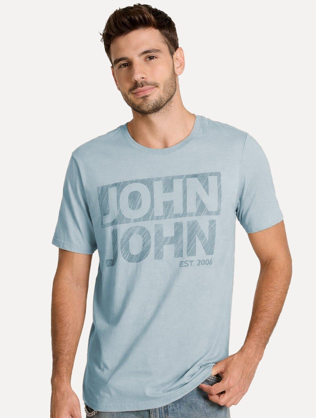 Camiseta John John Masculina Regular Fit Fall Azul Claro