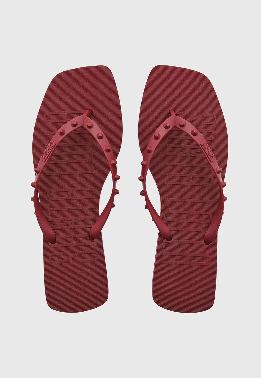 Chinelo Feminino Santa Lolla Tiras Spikes Vinho