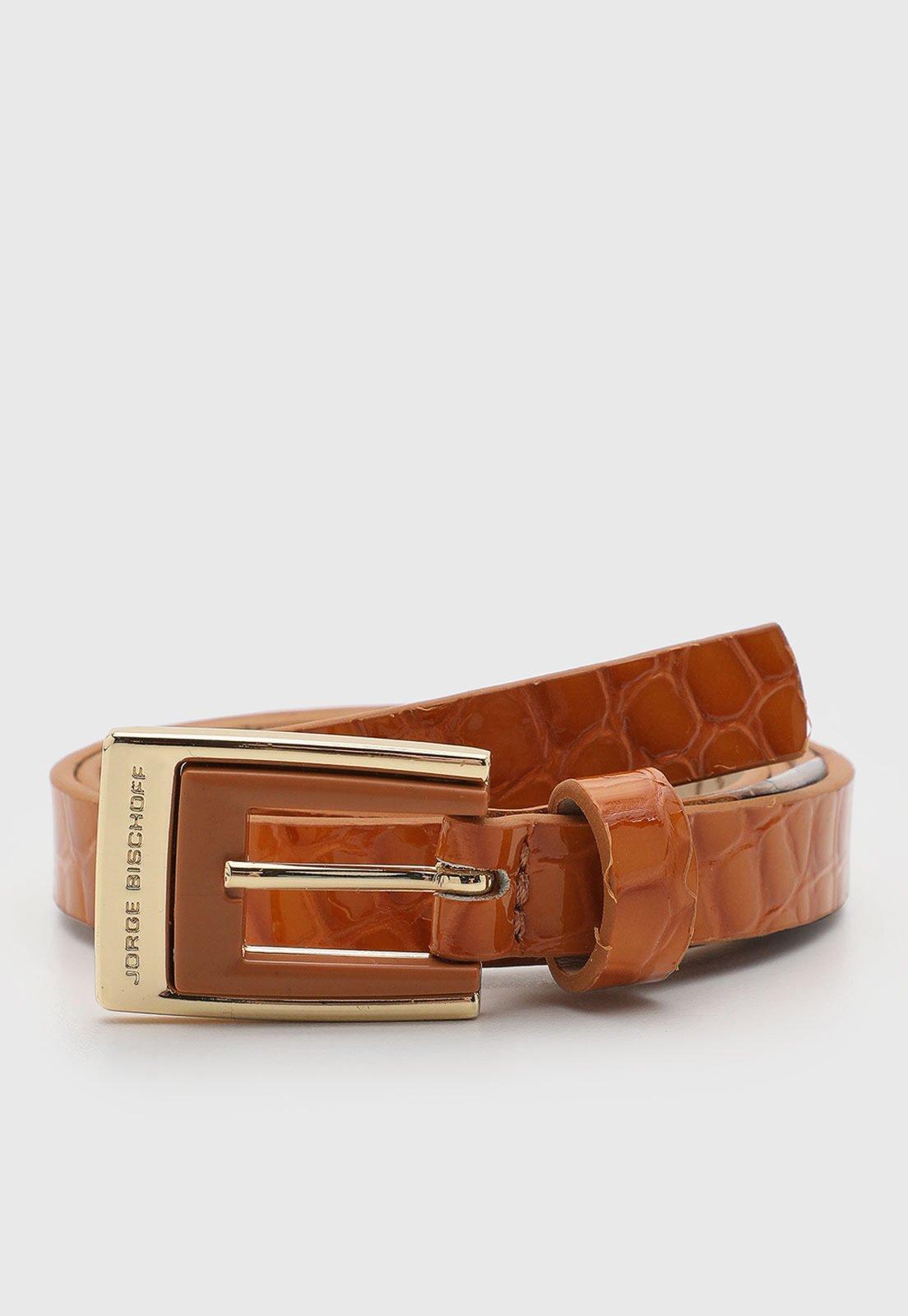 Cinto Feminino Jorge Bischoff Croco Caramelo