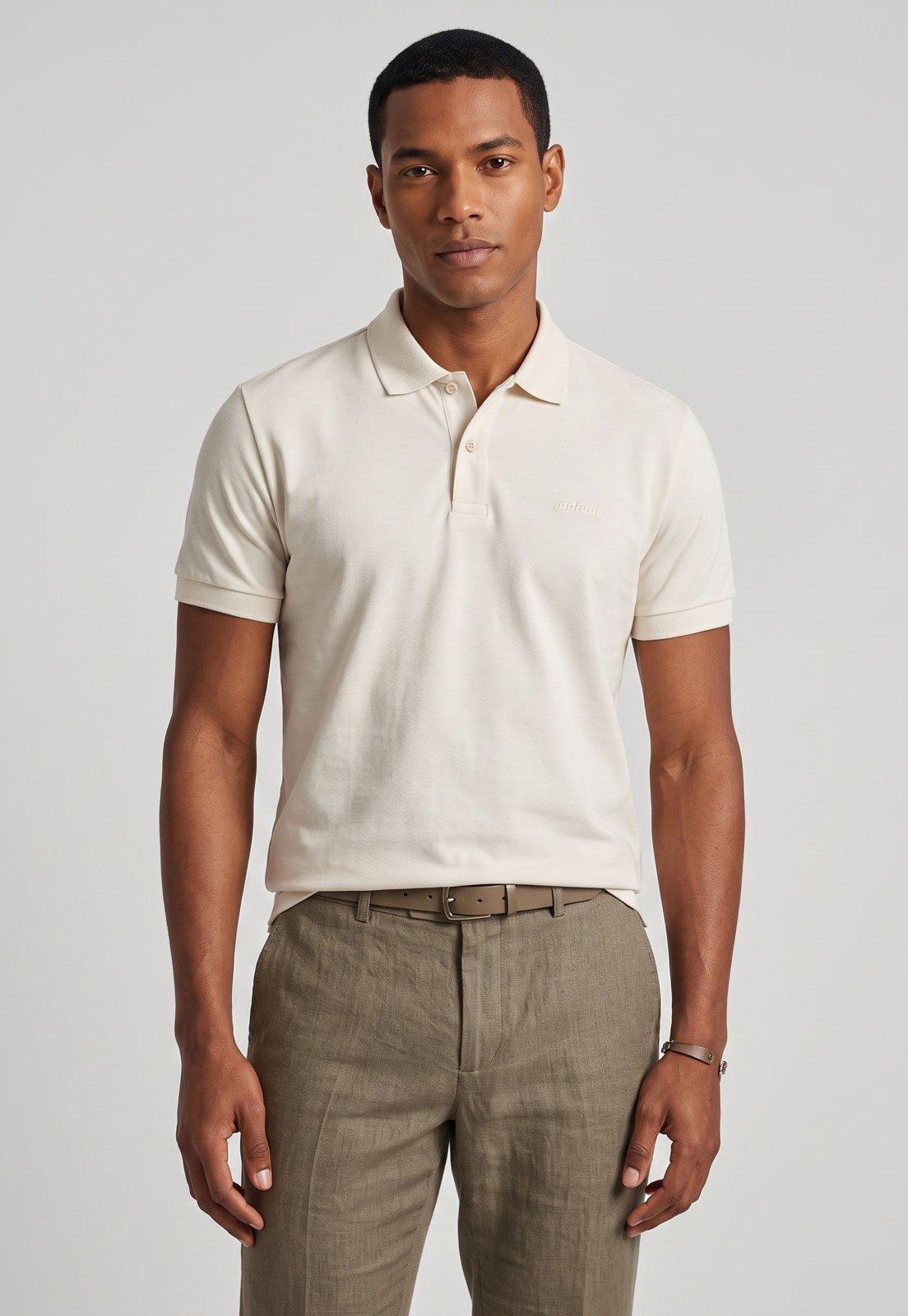 Polo Masculina Colcci Gola Tradicional Off White