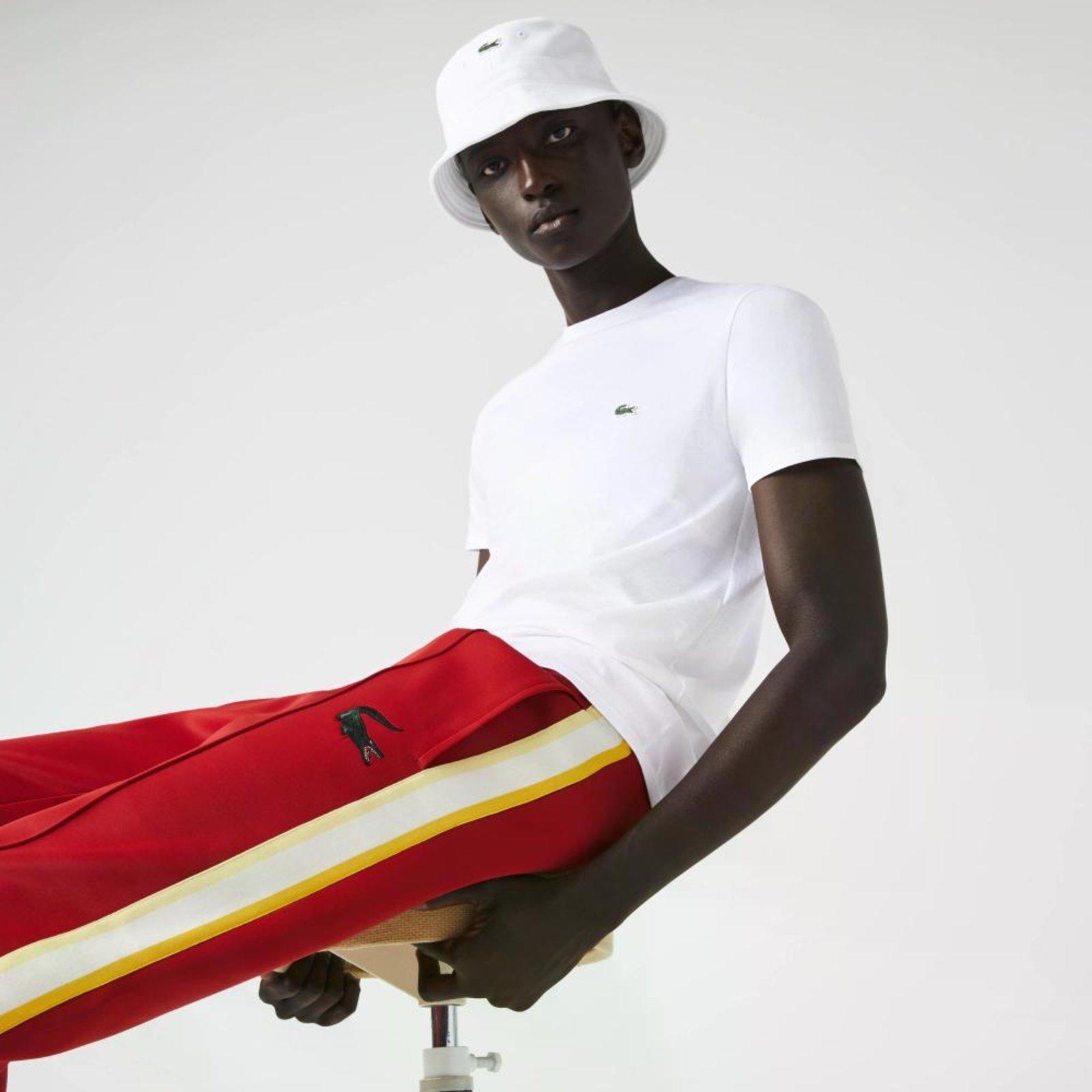 Camiseta Lacoste em Jérsei com Gola Redonda Masculino Branco