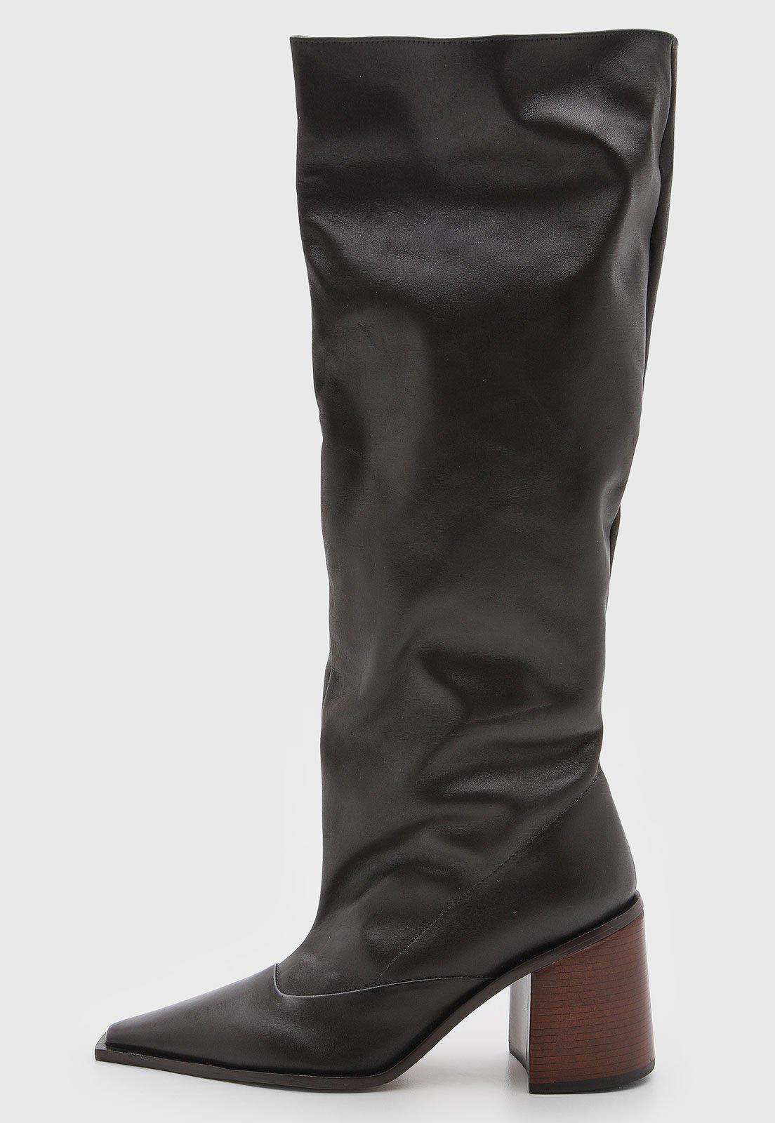 Bota Feminina Capodarte Cano Alto Couro Preto