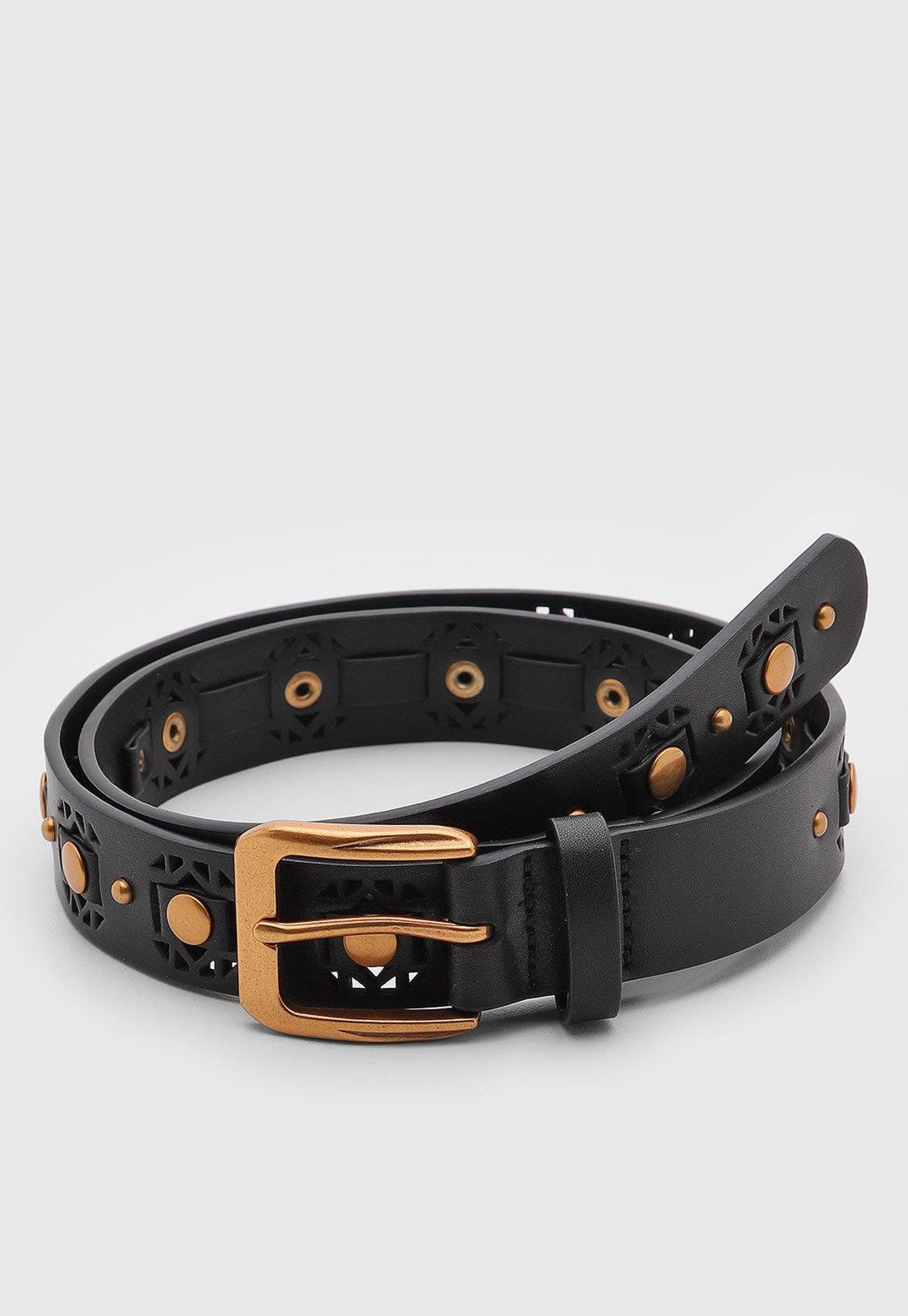 Cinto Feminino Santa Lolla Aplicações Metálicas Preto