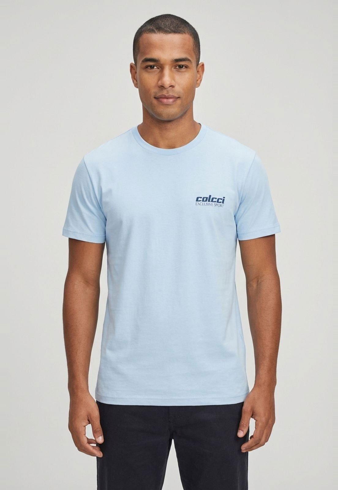 Camiseta Masculina Colcci Estampa Logo Azul Claro