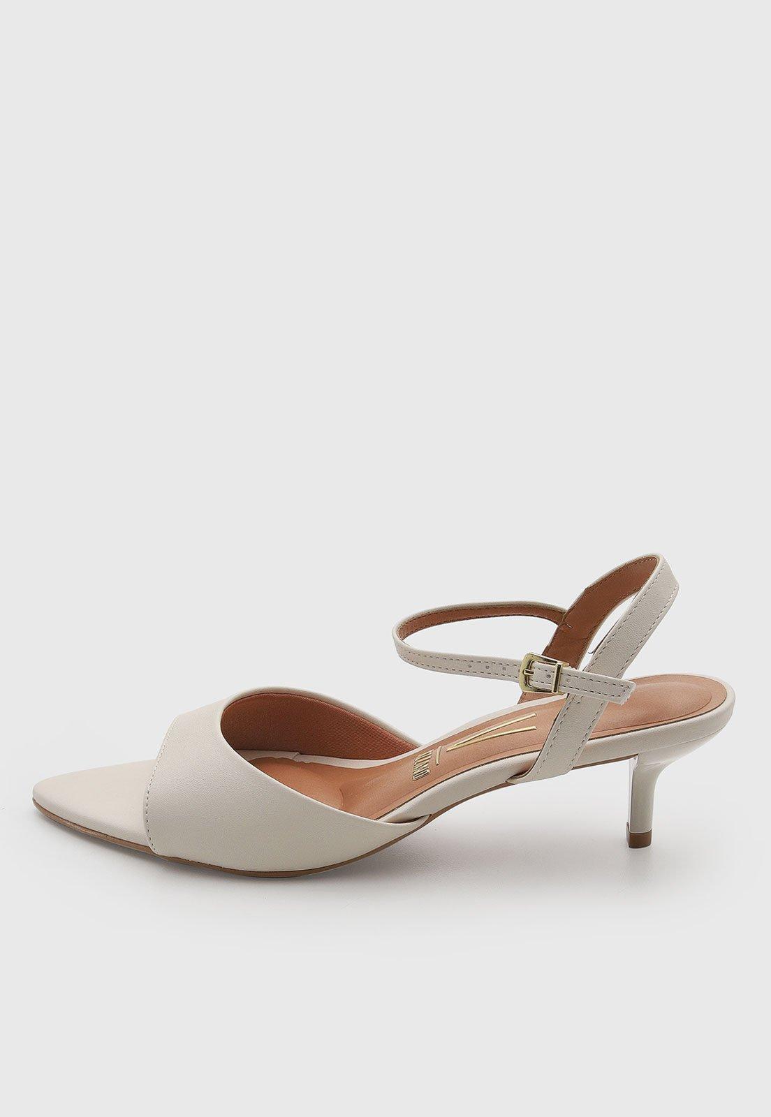 Sandália Feminina Vizzano Salto Médio Tiras Off-white