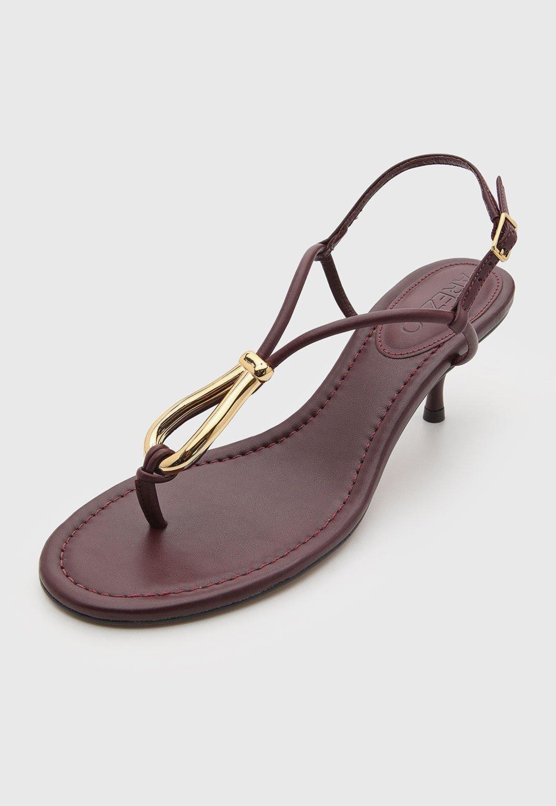 Sandália Feminina Arezzo Salto Fino Tiras Burgundy