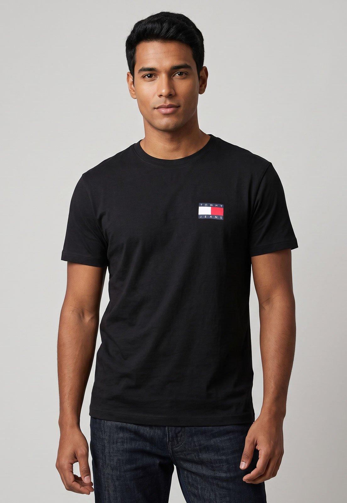 Camiseta Masculina Tommy Jeans Essential Flag Tee Preta