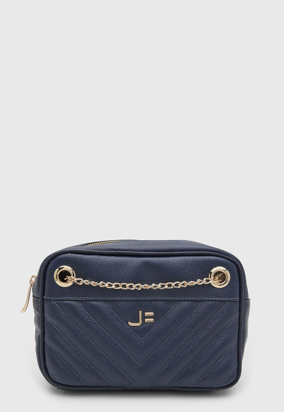 Bolsa Jorge Bischoff Couro Matelassê Azul Marinho