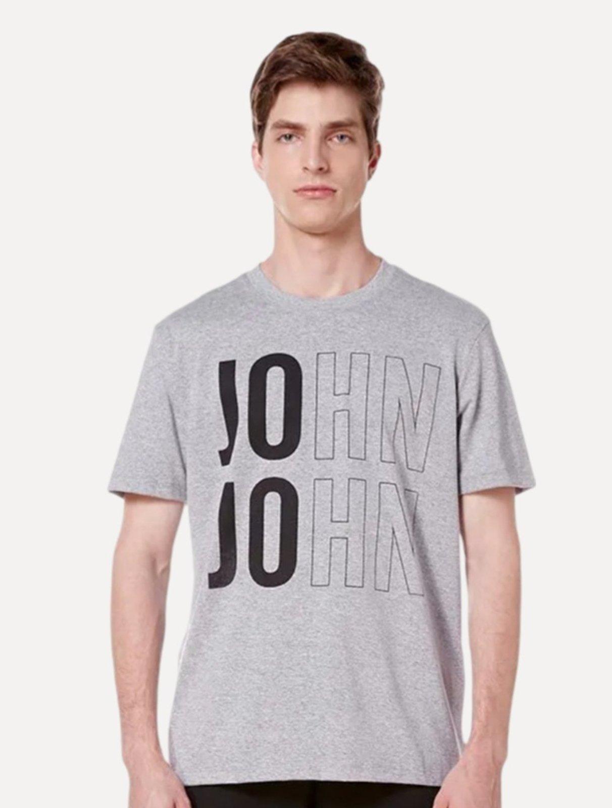 Camiseta John John Masculina Regular Fit John Out Cinza Médio Mescla