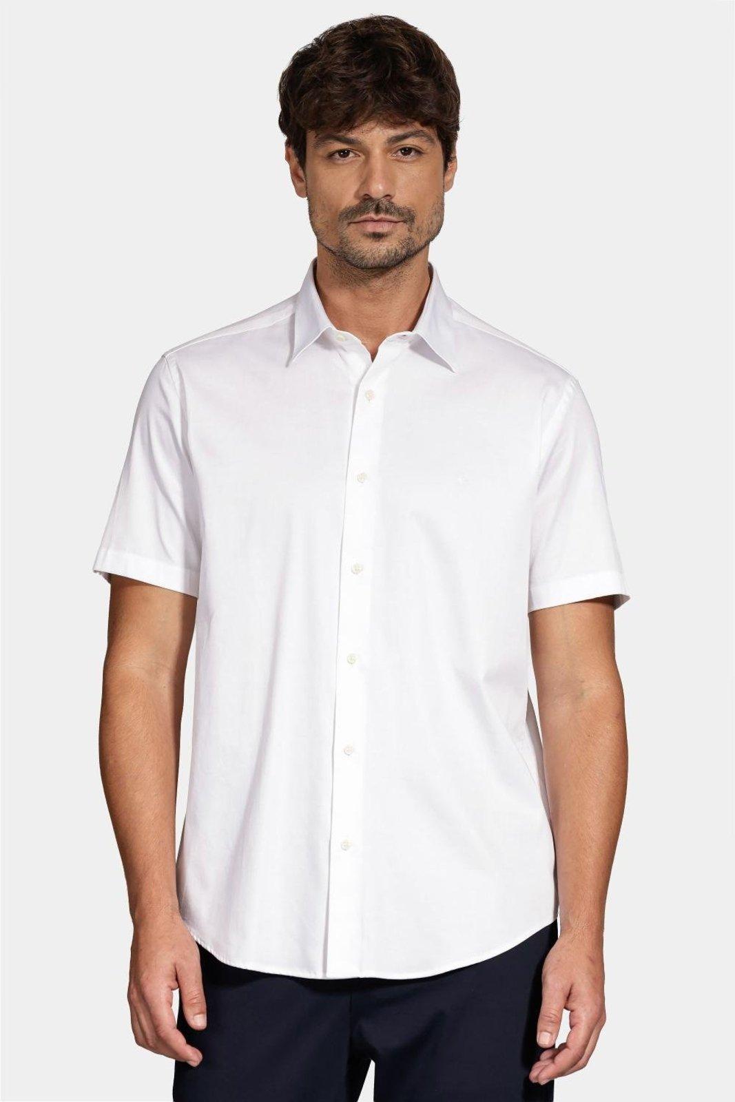 Camisa Aramis Manga Curta Slim Cetim Hudson Branco