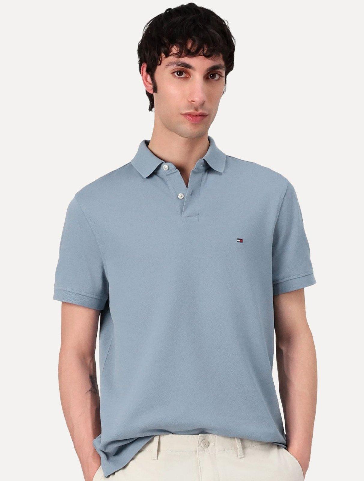 Polo Tommy Hilfiger Masculina Regular Piquet 1985 Azul Eclesiástico