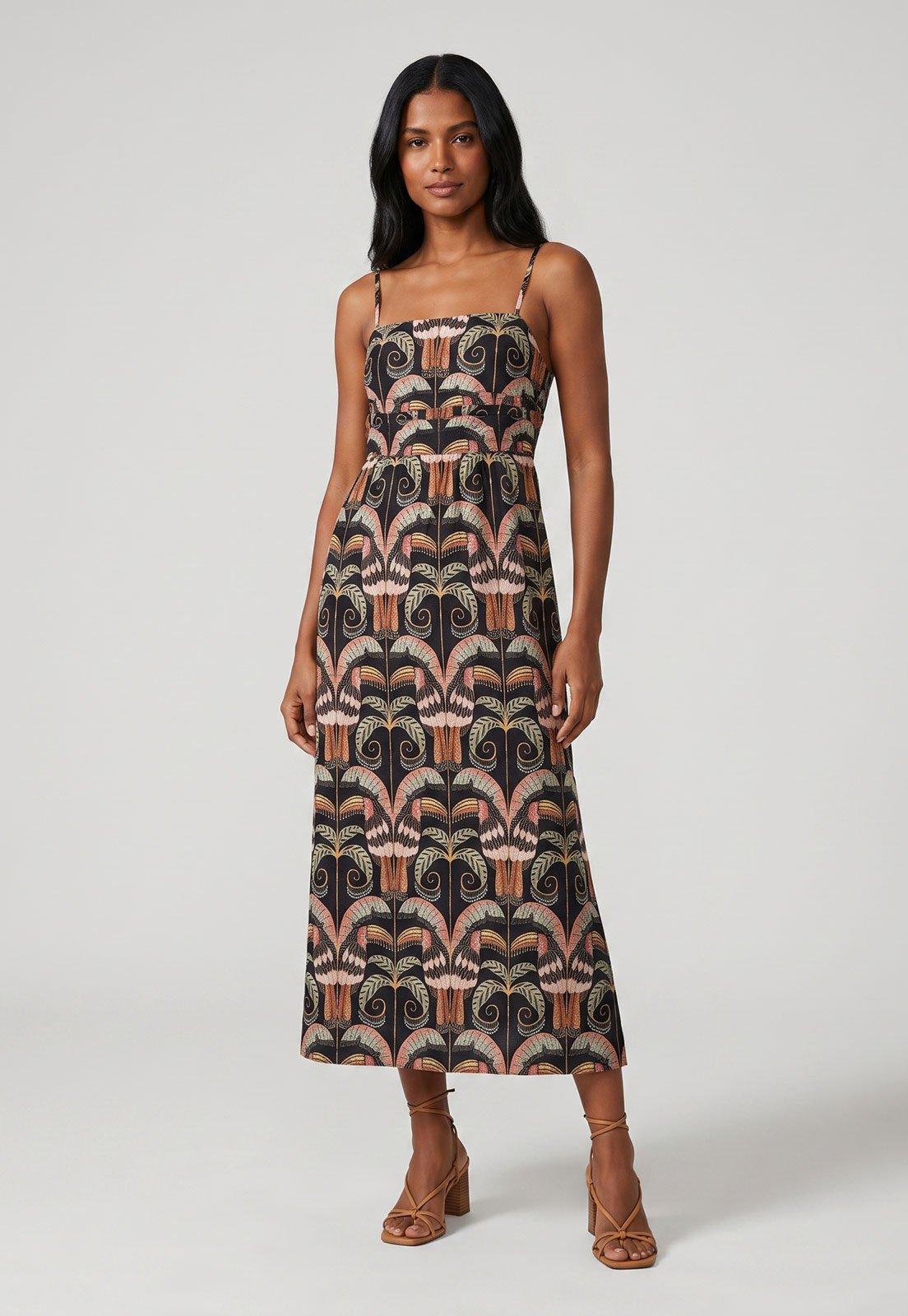 Vestido Feminino FARM Estampado Preto