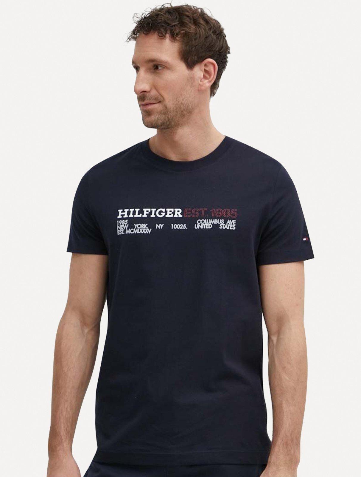 Camiseta Tommy Hilfiger Masculina Monotype 1985 Logo Azul Marinho