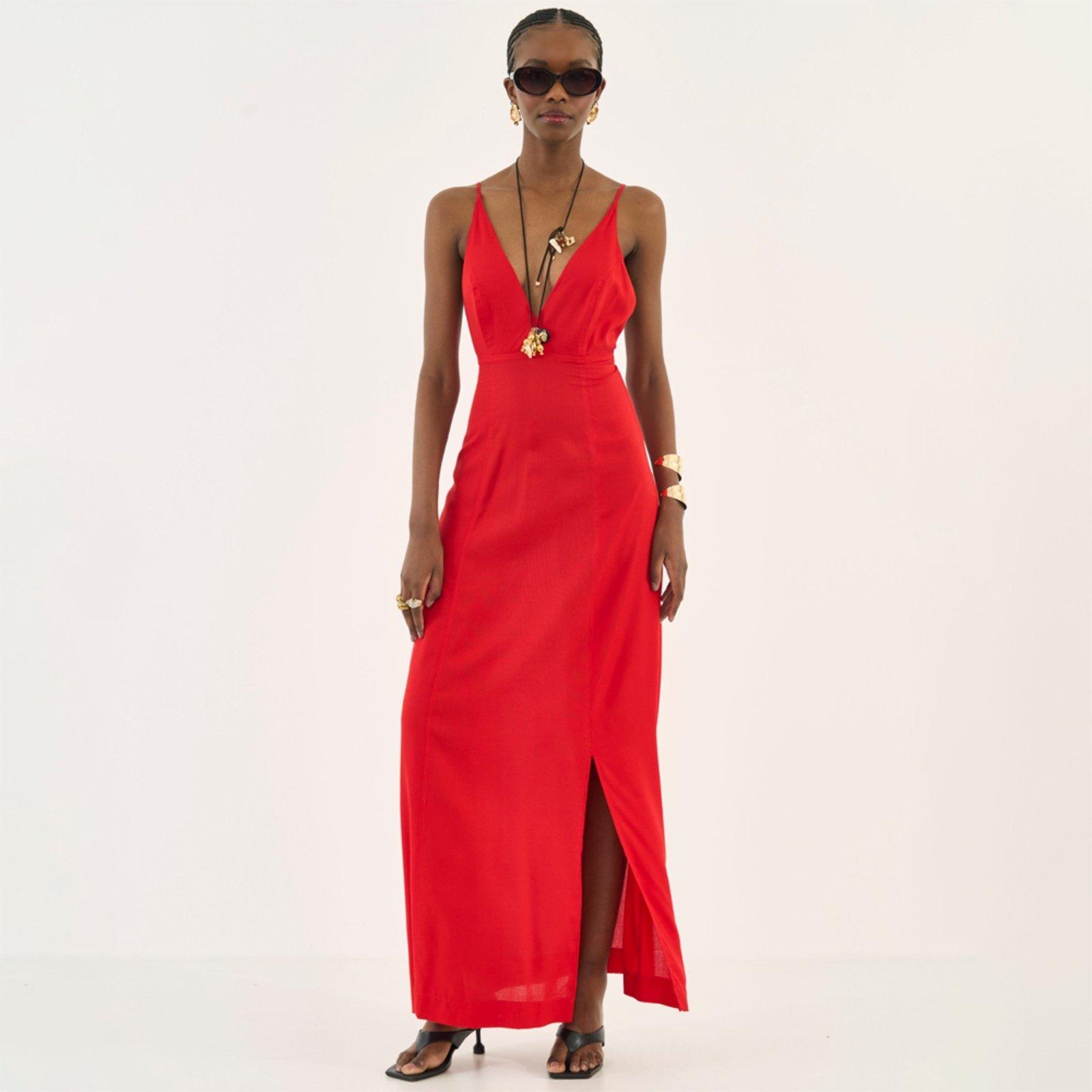 Vestido Super Mid Colcci Decote Ou26 Vermelho Feminino