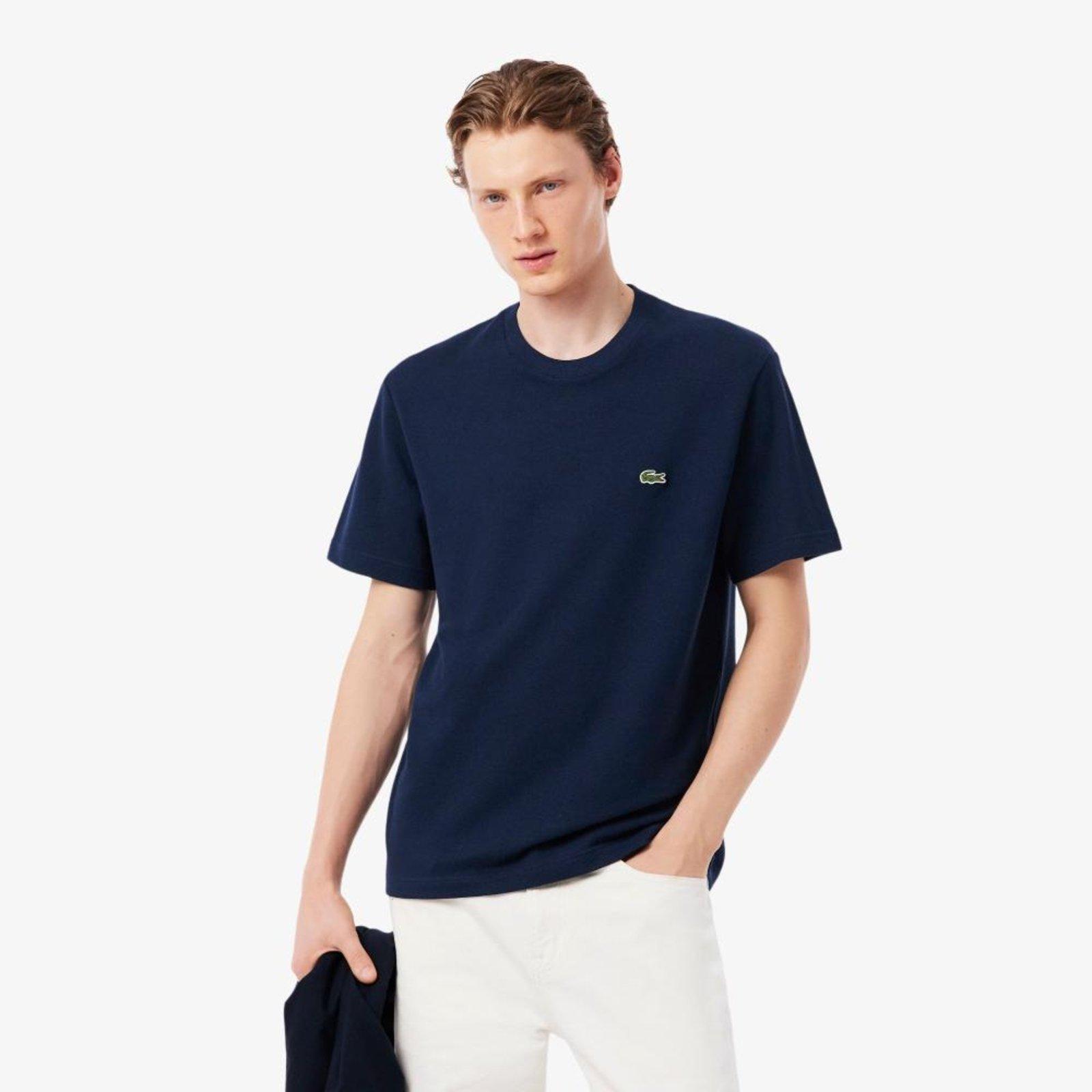 Camiseta de Piqué Pesado em Algodão e Linho Azul