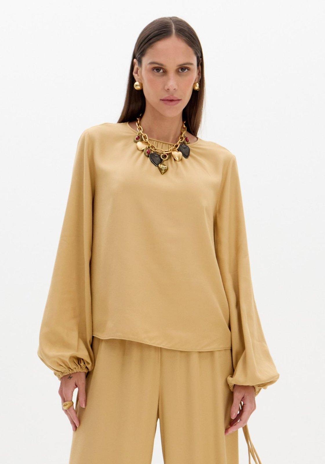 Blusa Manga Longa Decote Franzido Lança Perfume