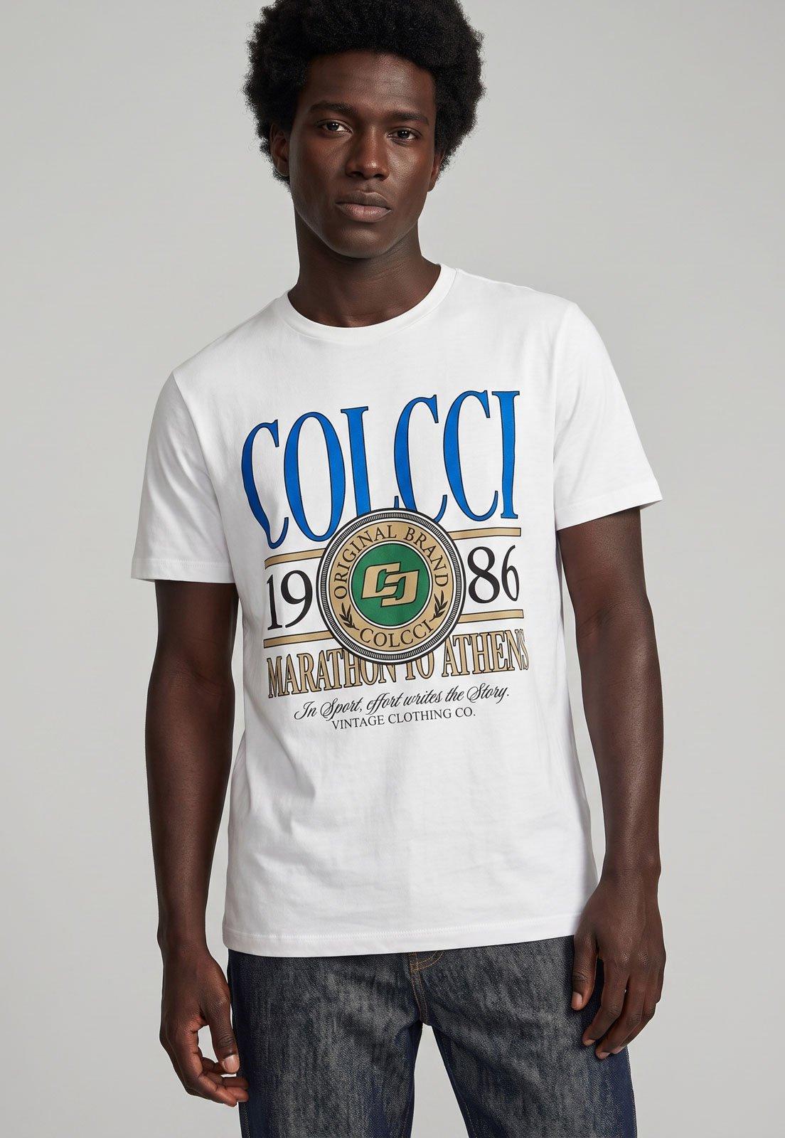 Camiseta Masculina Colcci Estampa Gráfica Branca