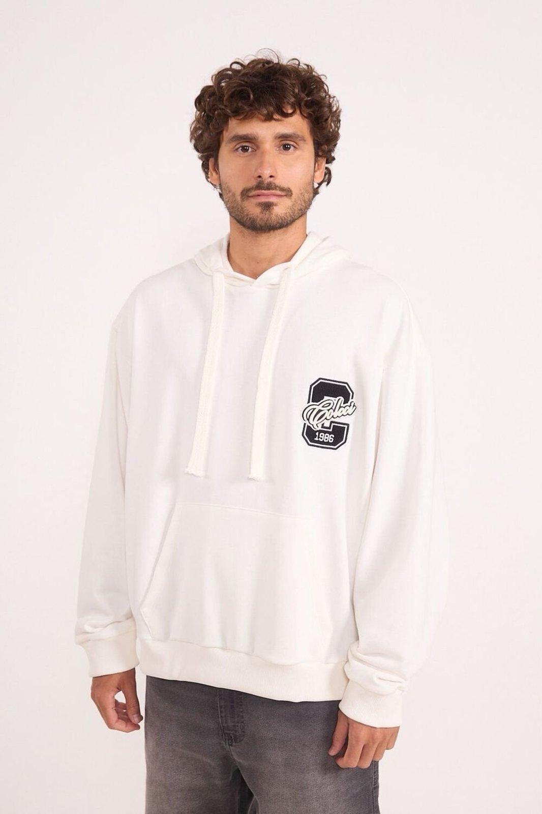 Blusão Moletom com Capuz Varsity Colcci Off Shell