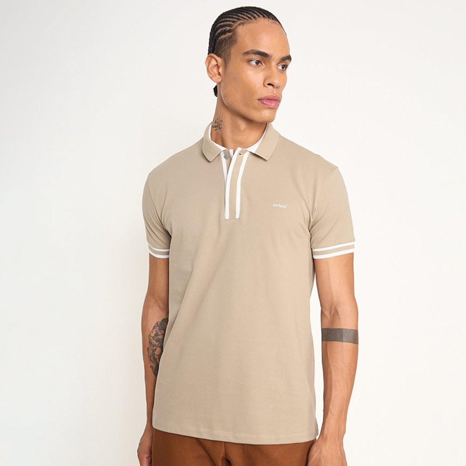 Camisa Polo Colcci Detail Pr27 Bege Masculino