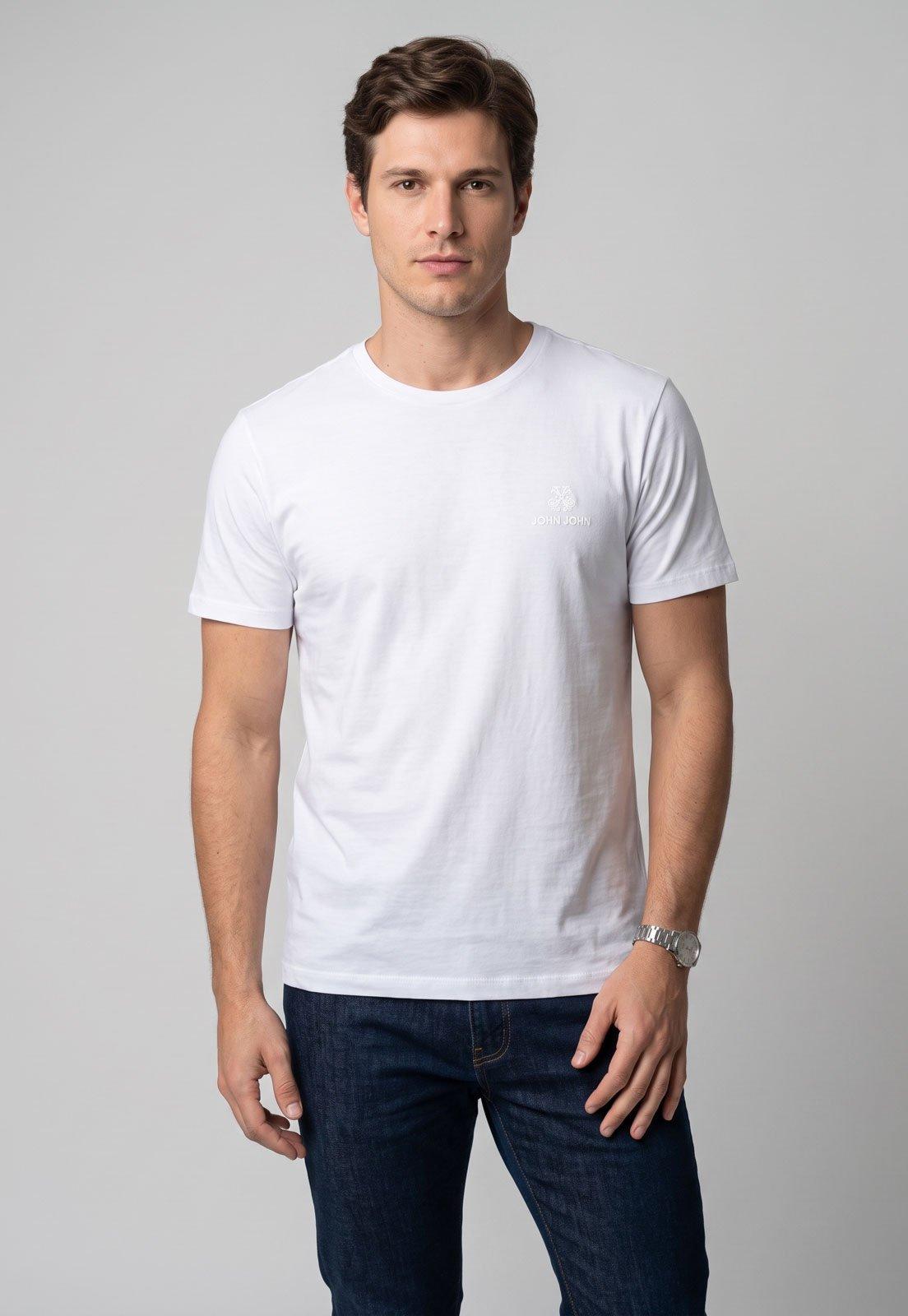 Camiseta Masculina John John Gola Redonda Branca