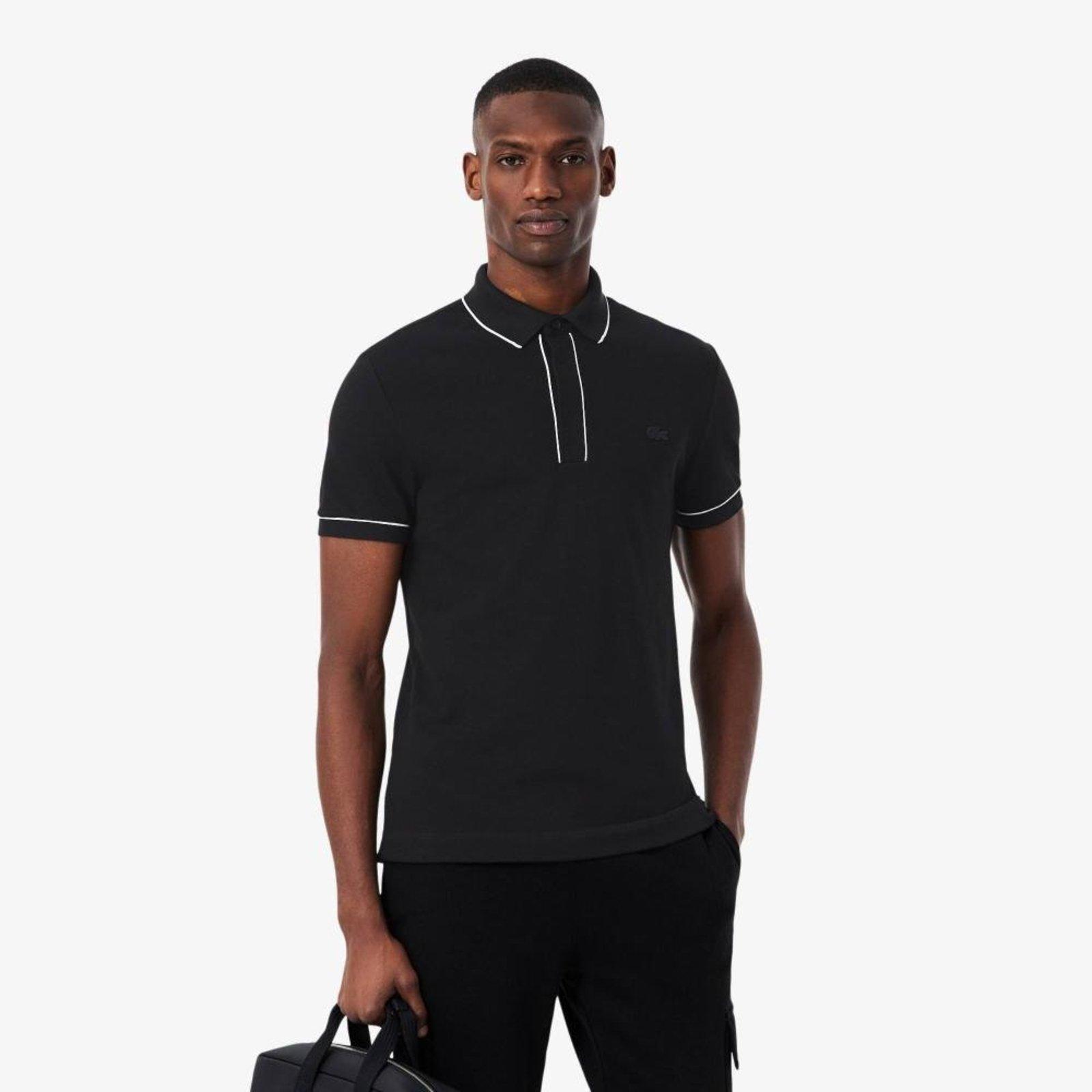 Polo Regular Fit Paris em Piqué Stretch Preto