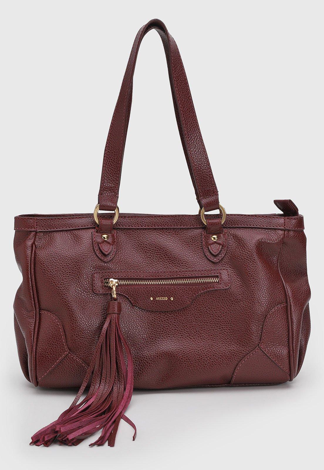 Bolsa Feminina Arezzo Estruturada Couro Vinho
