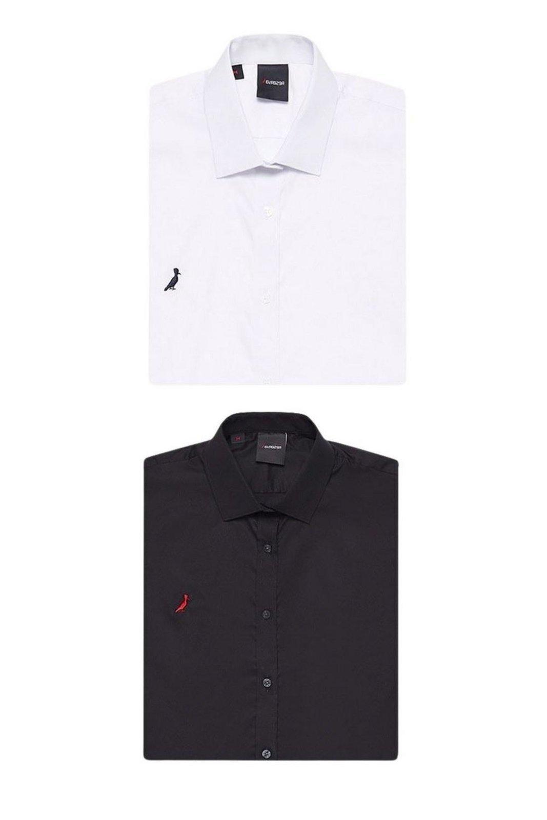 Kit 2 Camisas Oxford Stretch Cores Reserva Branco.