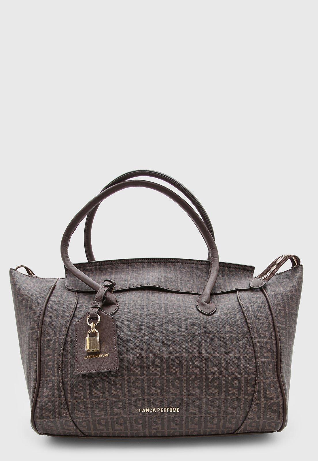 Bolsa Grande Lança Perfume Logo Marrom