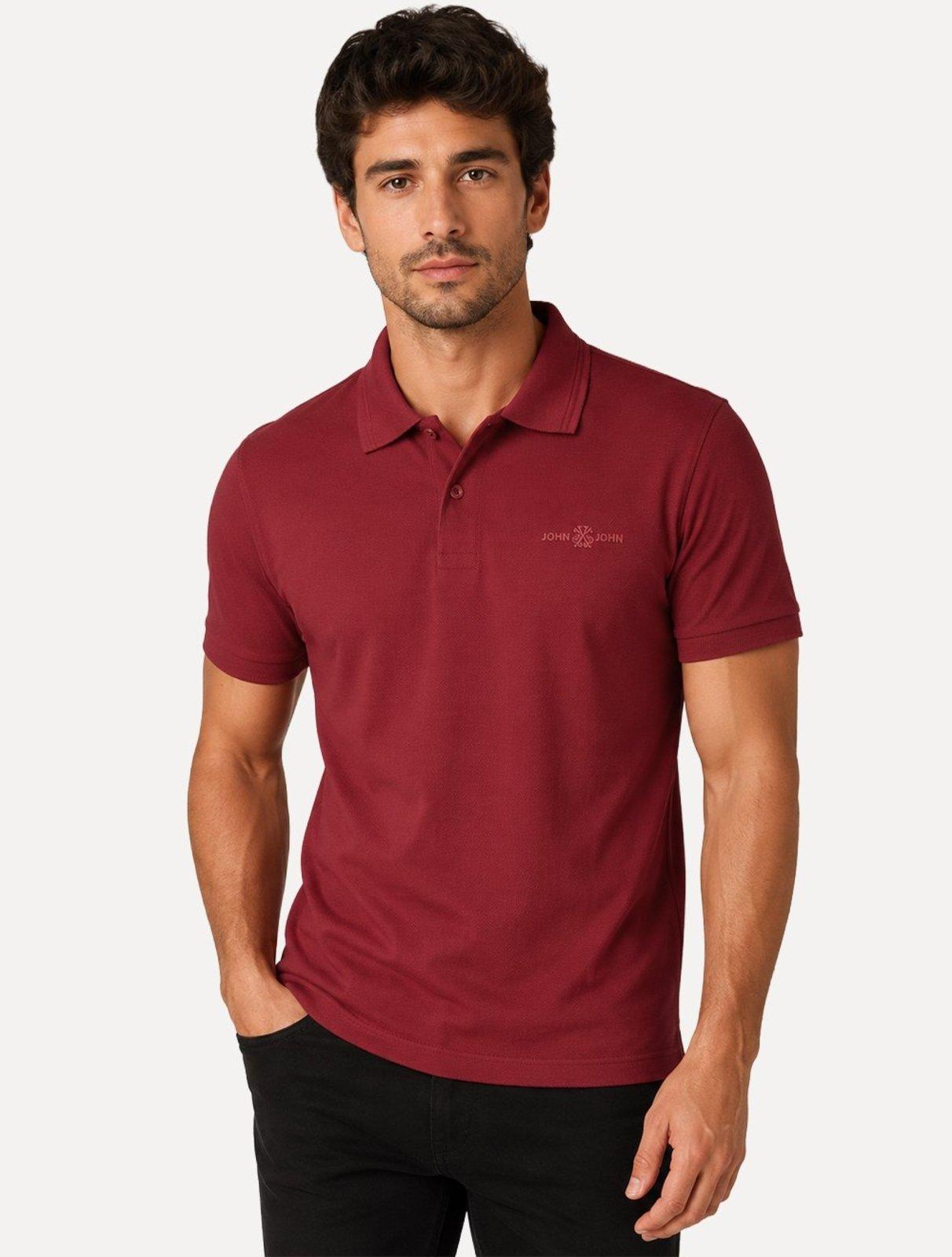 Polo John John Masculina Slim Fit HIgh Mono Vermelho Médio